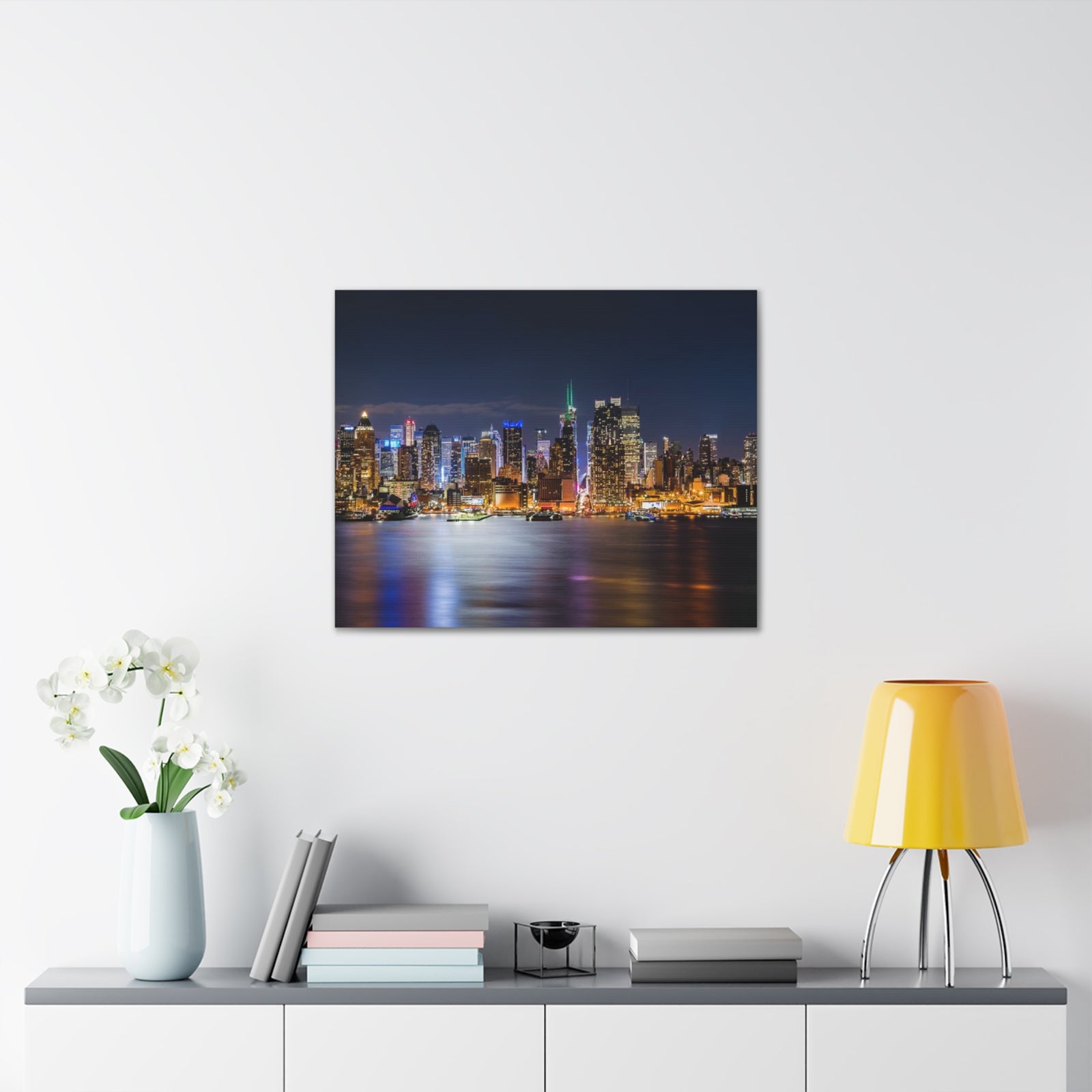New York Night Skyline Canvas Artwork High-Quality Breathtaking Stunning Cityscape for Home Decor Ready to Hang-Express Your Love Gifts