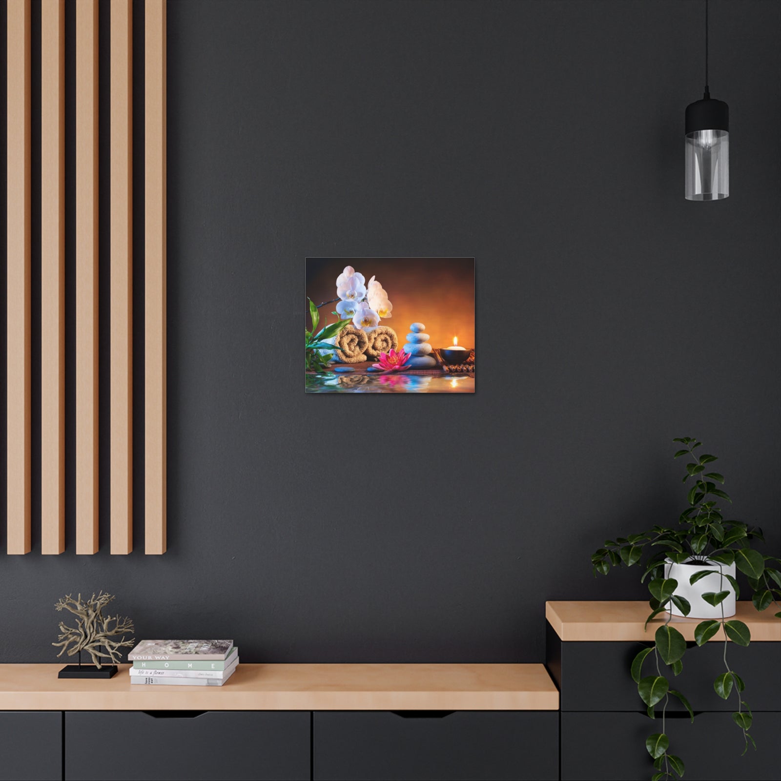 Towels on Bamboo Mat Forest Floral Nature Photography Canvas Wall Art for Home Decor Ready-to-Hang-Express Your Love Gifts