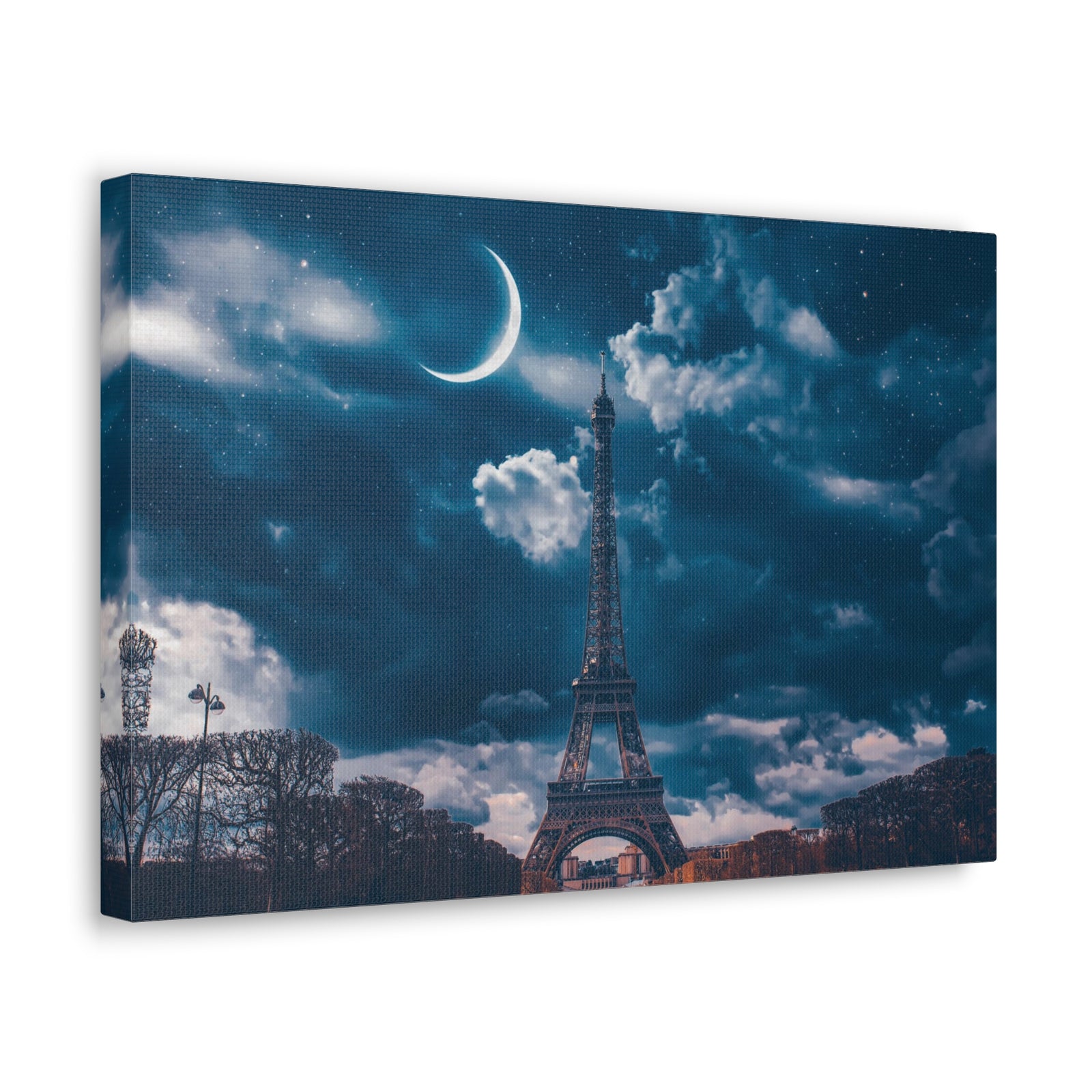 Paris Eiffel Tower Moon France Canvas Artwork High-Quality Breathtaking French City for Home Decor Ready to Hang-Express Your Love Gifts