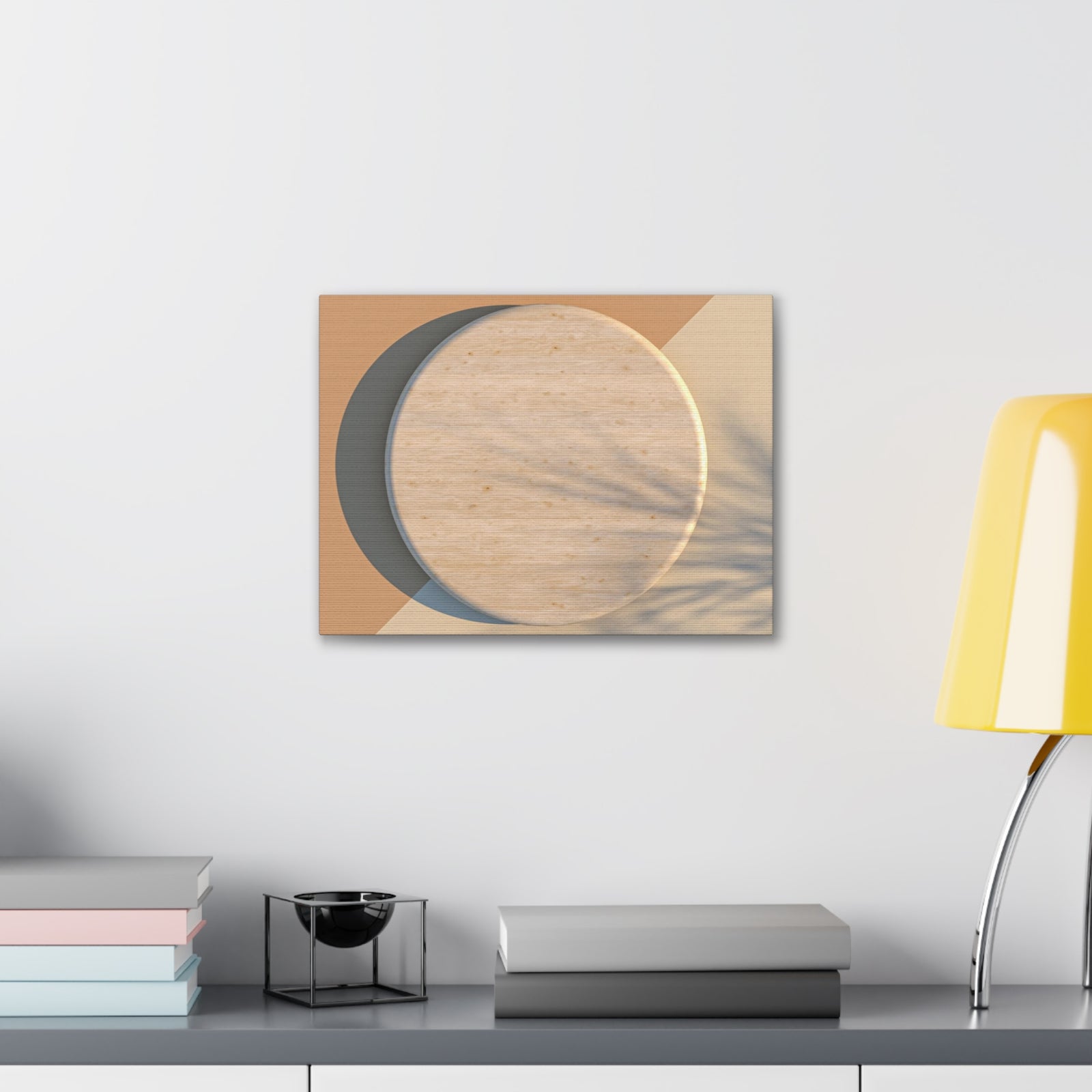 Round Wood Natural Element Canvas Wall Art for Home Decor Ready-to-Hang-Express Your Love Gifts