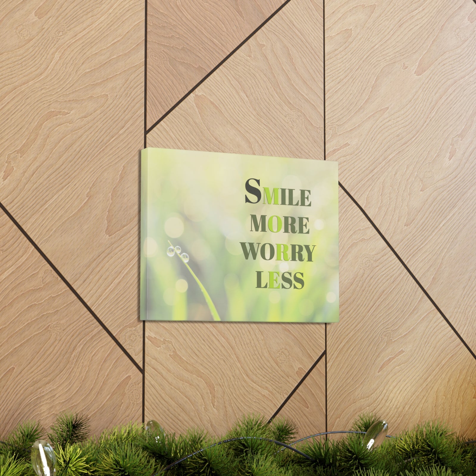 Inspirational Quote Canvas Smile More Worry Less Wall Art Motivational Motto Inspiring Prints Artwork Decor Ready to Hang-Express Your Love Gifts
