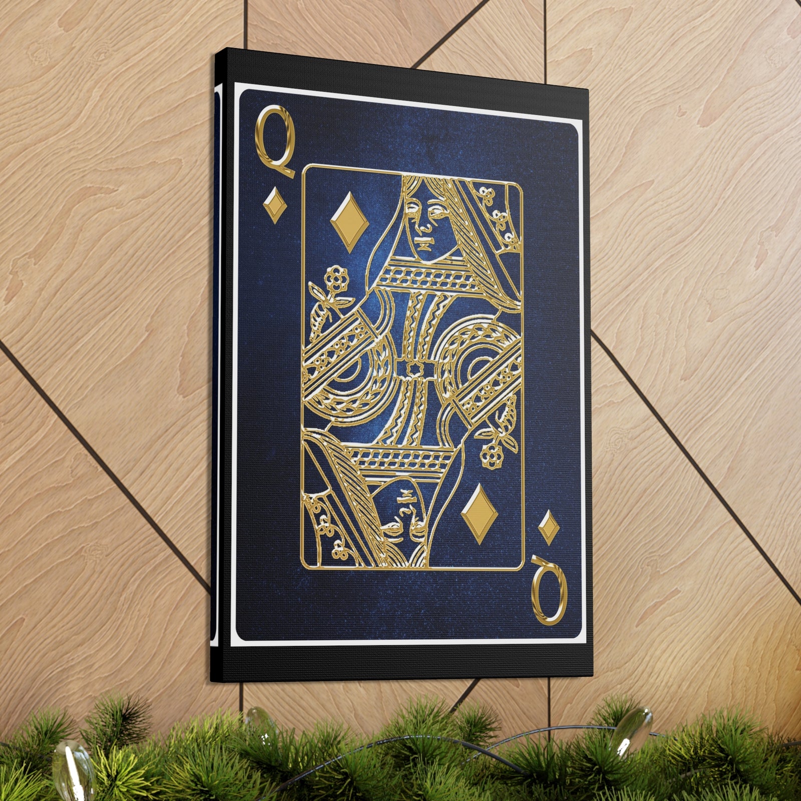 Queen Of Diamonds Space Background Playing Card Canvas Wall Art for Home Decor Ready-to-Hang-Express Your Love Gifts