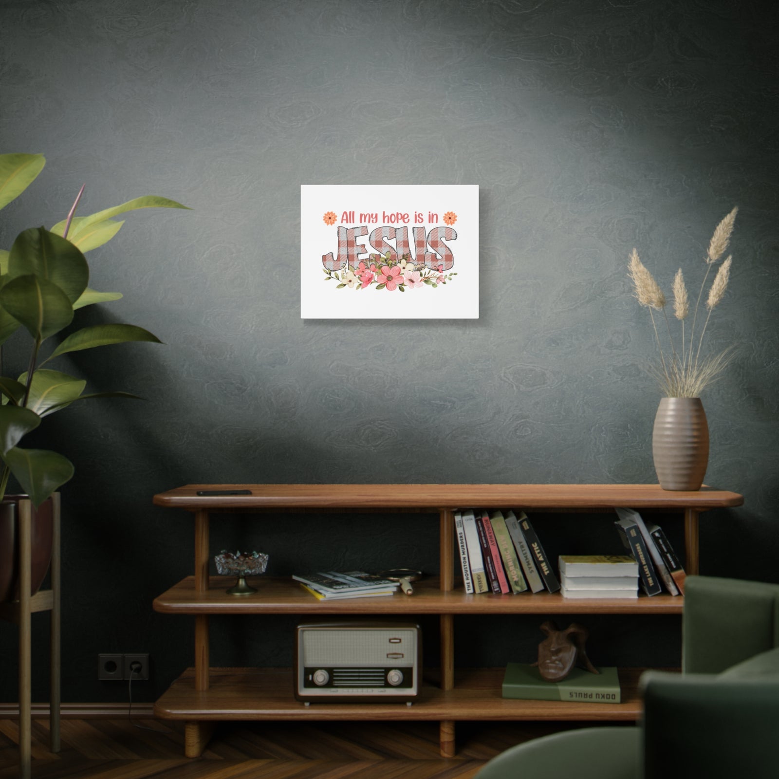 Scripture Canvas My Hope Is In Jesus Psalms 40:1 Flowers Christian Wall Art Bible Verse Print Ready to Hang-Express Your Love Gifts