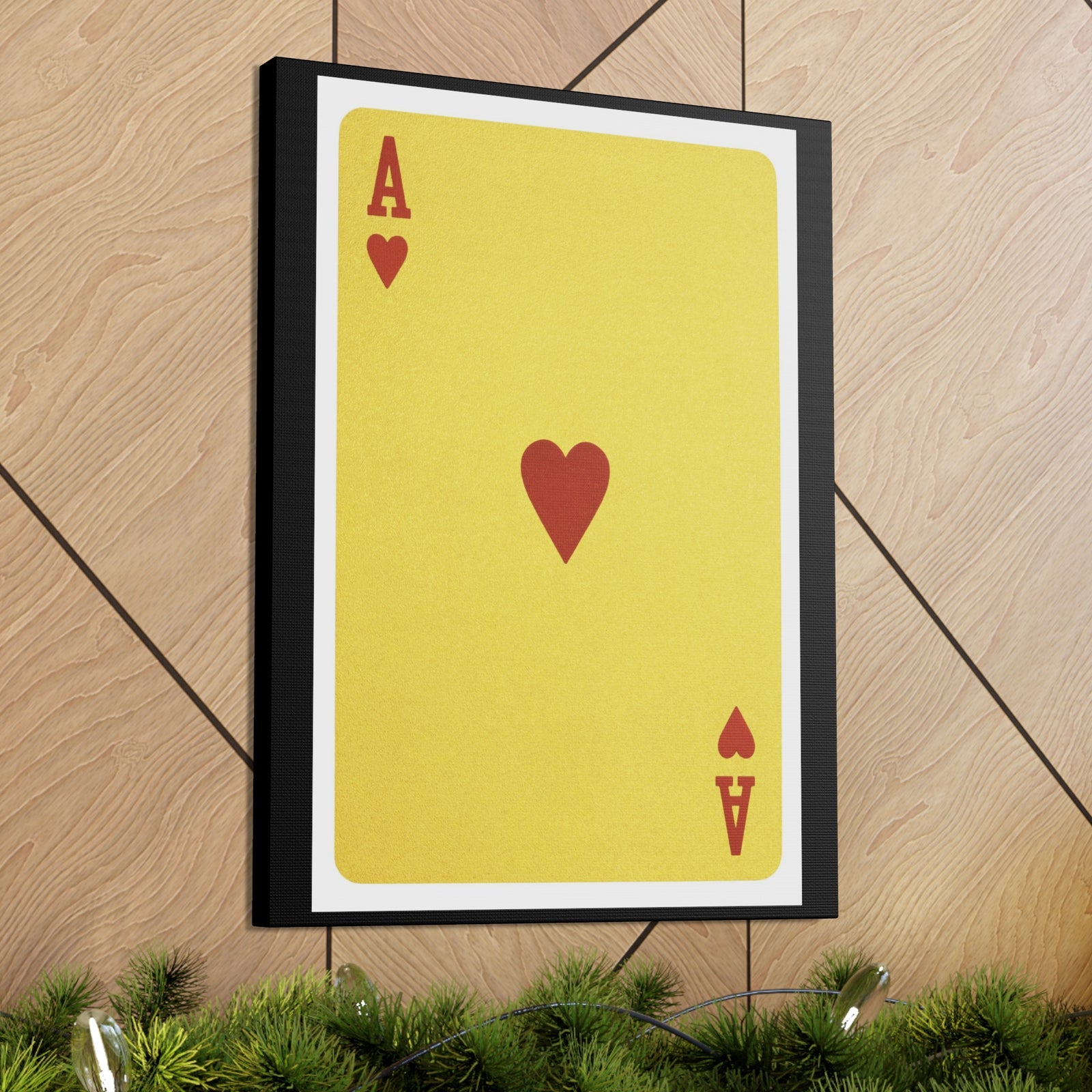Golden Ace Of Hearts Isolated White Background Playing Card Canvas Wall Art for Home Decor Ready-to-Hang-Express Your Love Gifts