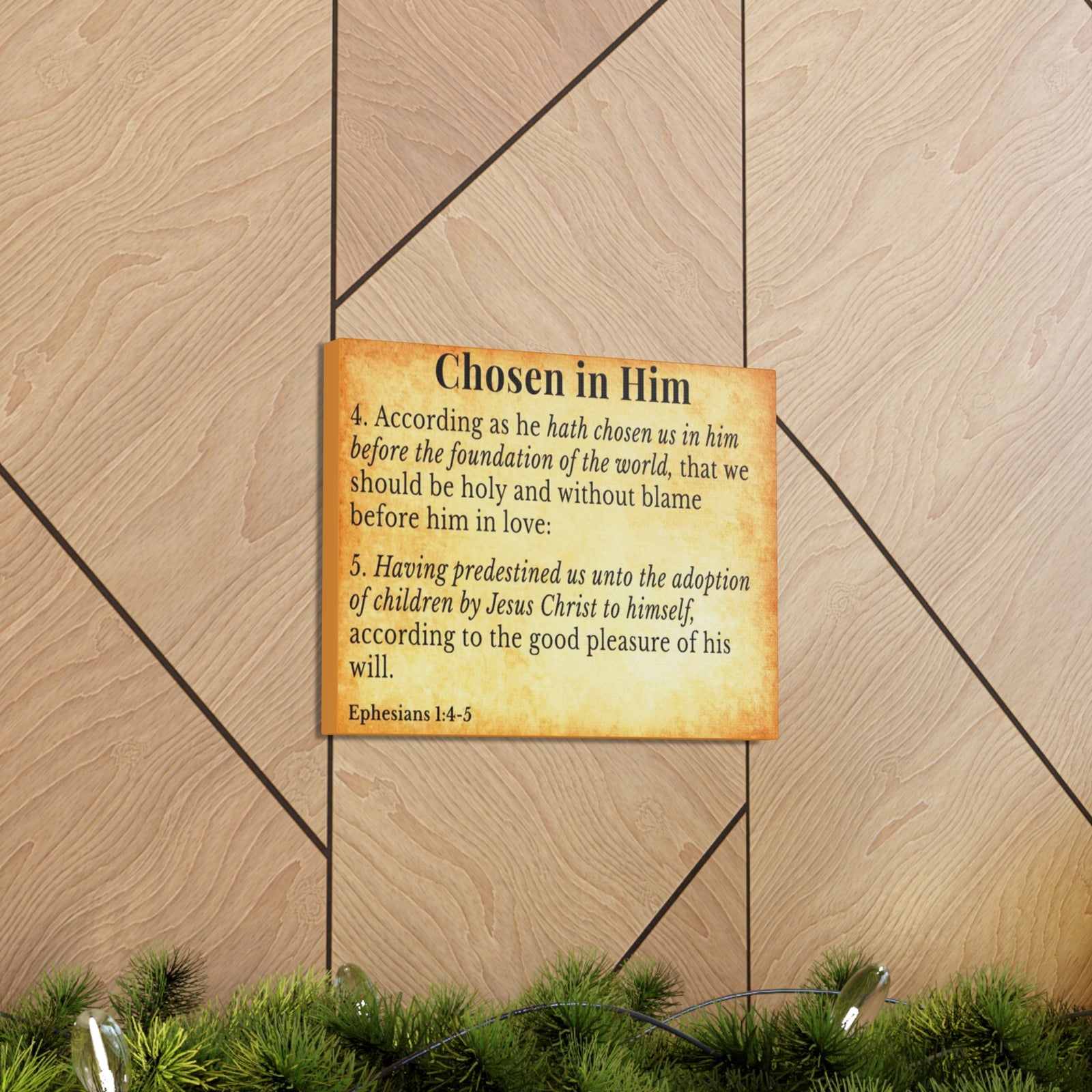 Scripture Walls Ephesians 1:4-5 Chosen in Christ Gold Bible Verse Canvas Christian Wall Art Ready to Hang Unframed-Express Your Love Gifts