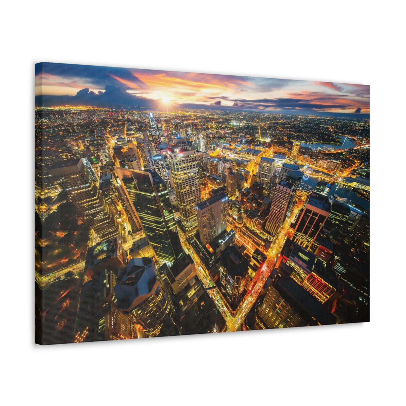 Sydney Night Skyline Canvas Artwork High-Quality Breathtaking Stunning Cityscape for Home Decor Ready to Hang-Express Your Love Gifts