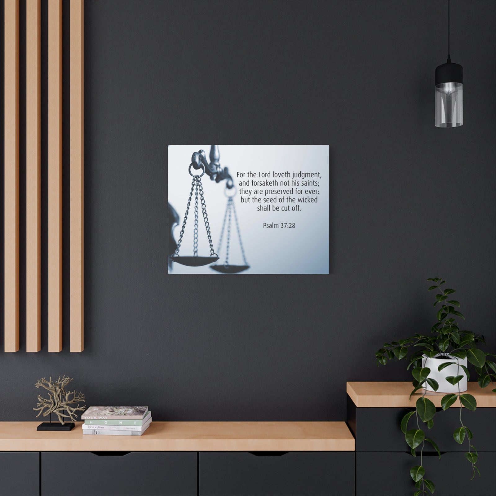 Scripture Canvas Lord Loveth Judgment Psalm 37:28 Christian Wall Art Bible Verse Print Ready to Hang-Express Your Love Gifts