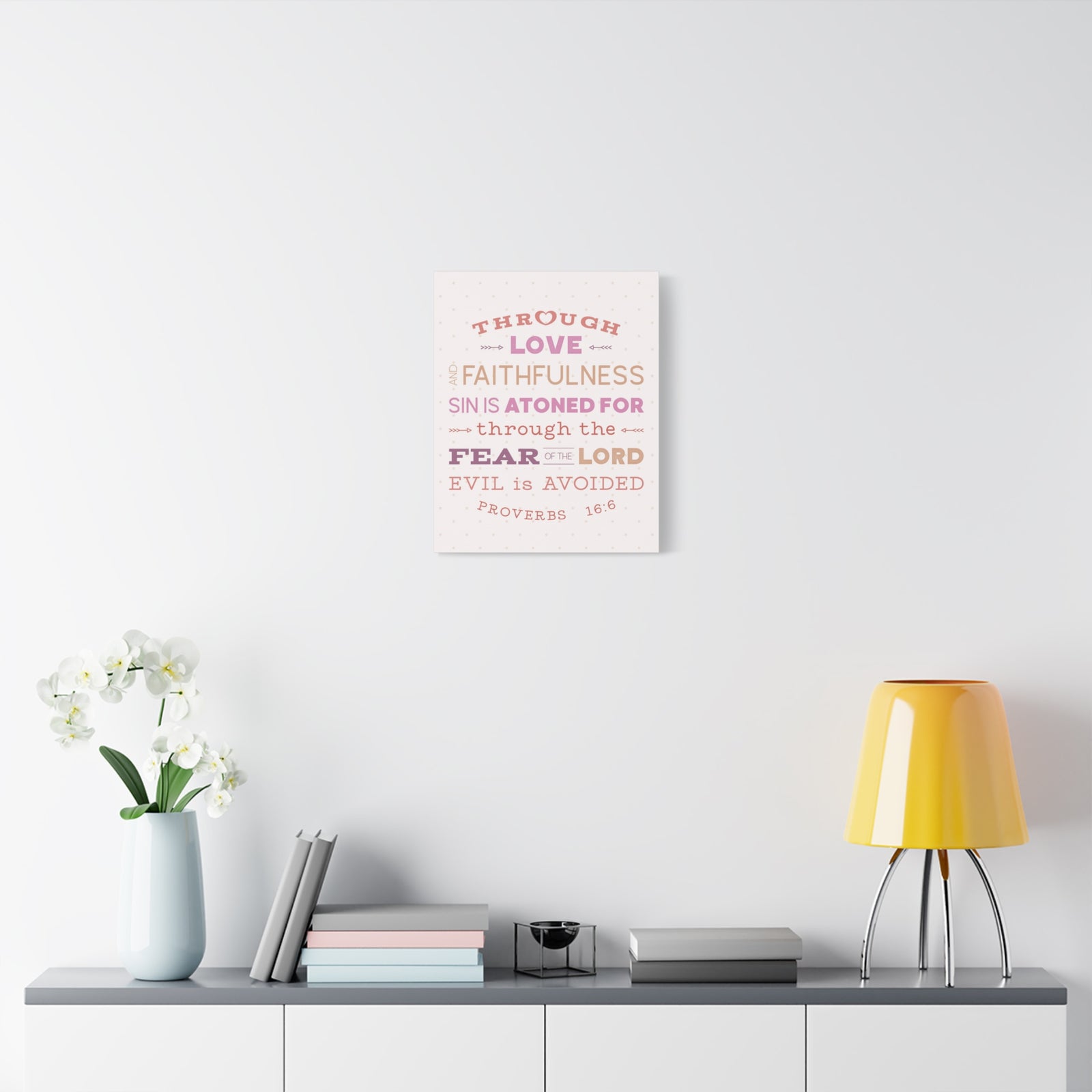 Scripture Canvas Through Love Faithfulness Proverbs 16:6 Christian Wall Art Bible Verse Print Ready To Hang-Express Your Love Gifts