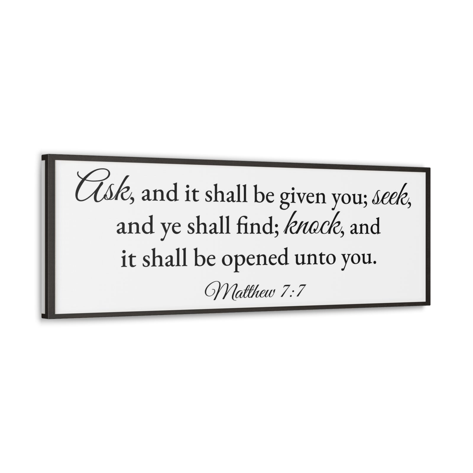 Scripture Walls Matthew 7:7 White Bible Verse Canvas Christian Wall Art Ready to Hang Unframed-Express Your Love Gifts