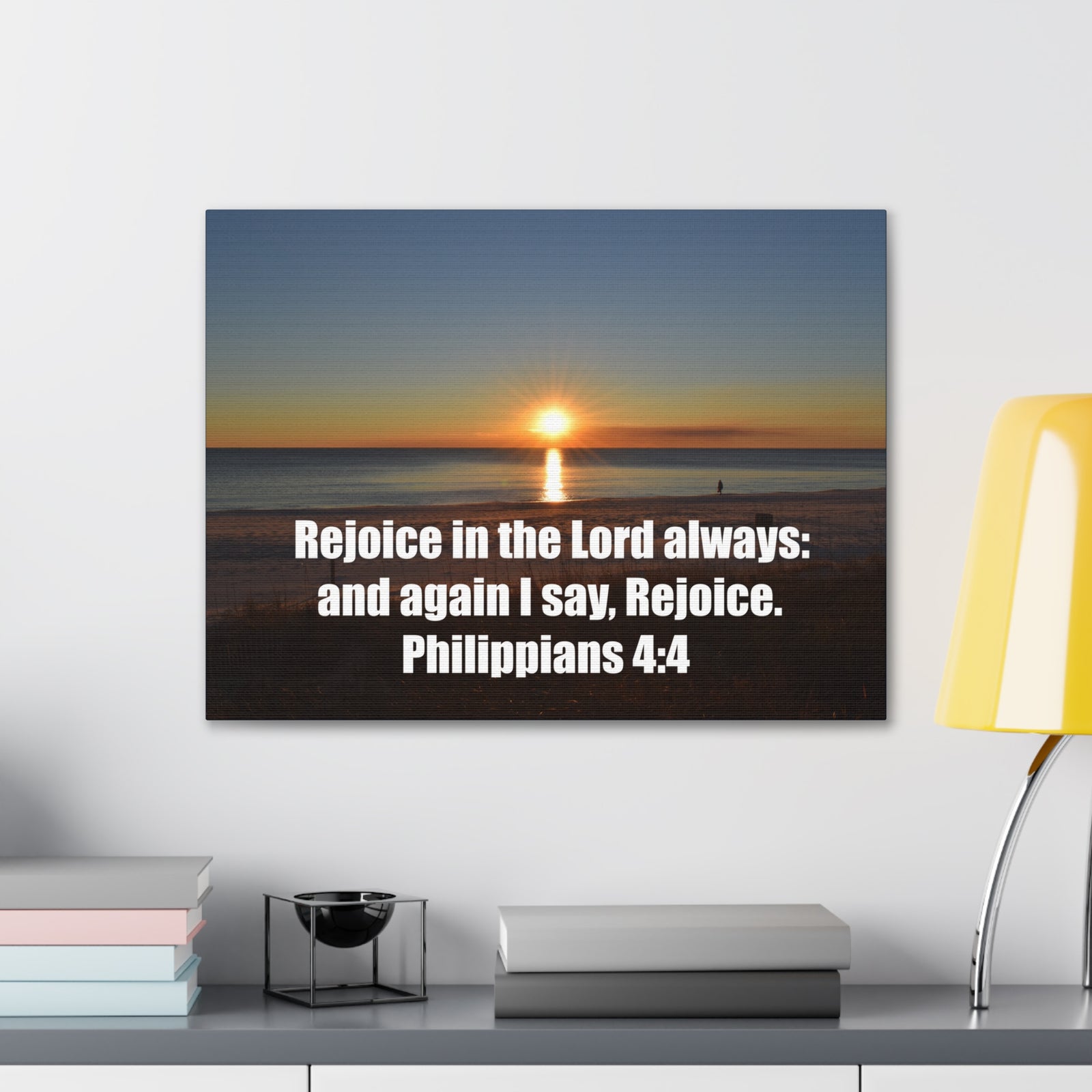 Scripture Walls Rejoice In The Lord Philippians 4:4 Sunset Bible Verse Canvas Christian Wall Art Ready to Hang-Express Your Love Gifts