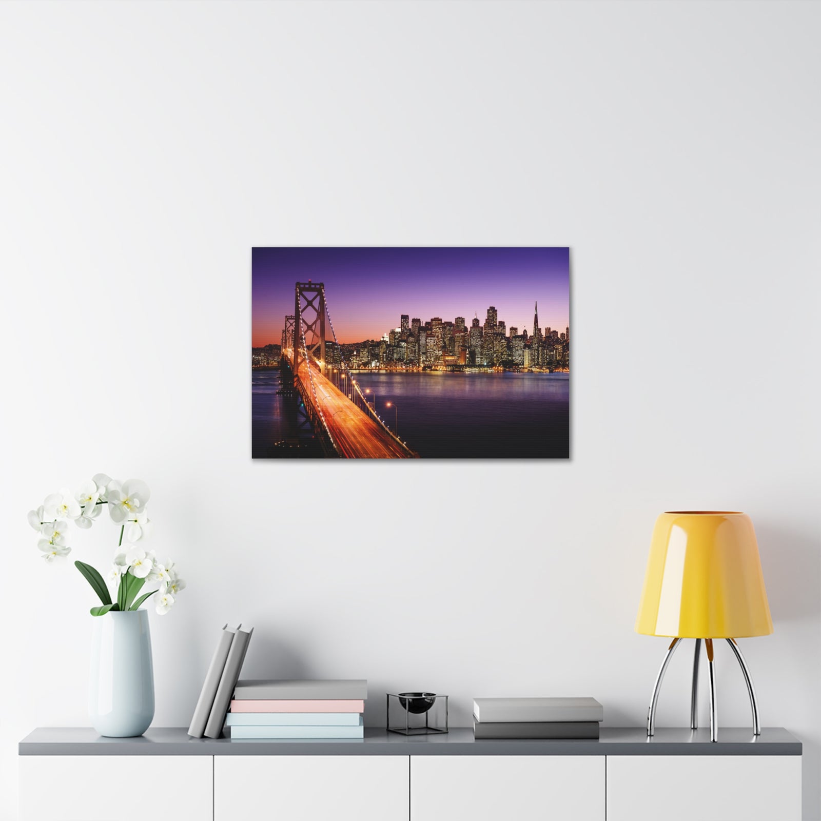 San Francisco Night Skyline Canvas Artwork High-Quality Breathtaking Stunning Cityscape for Home Decor Ready to Hang-Express Your Love Gifts