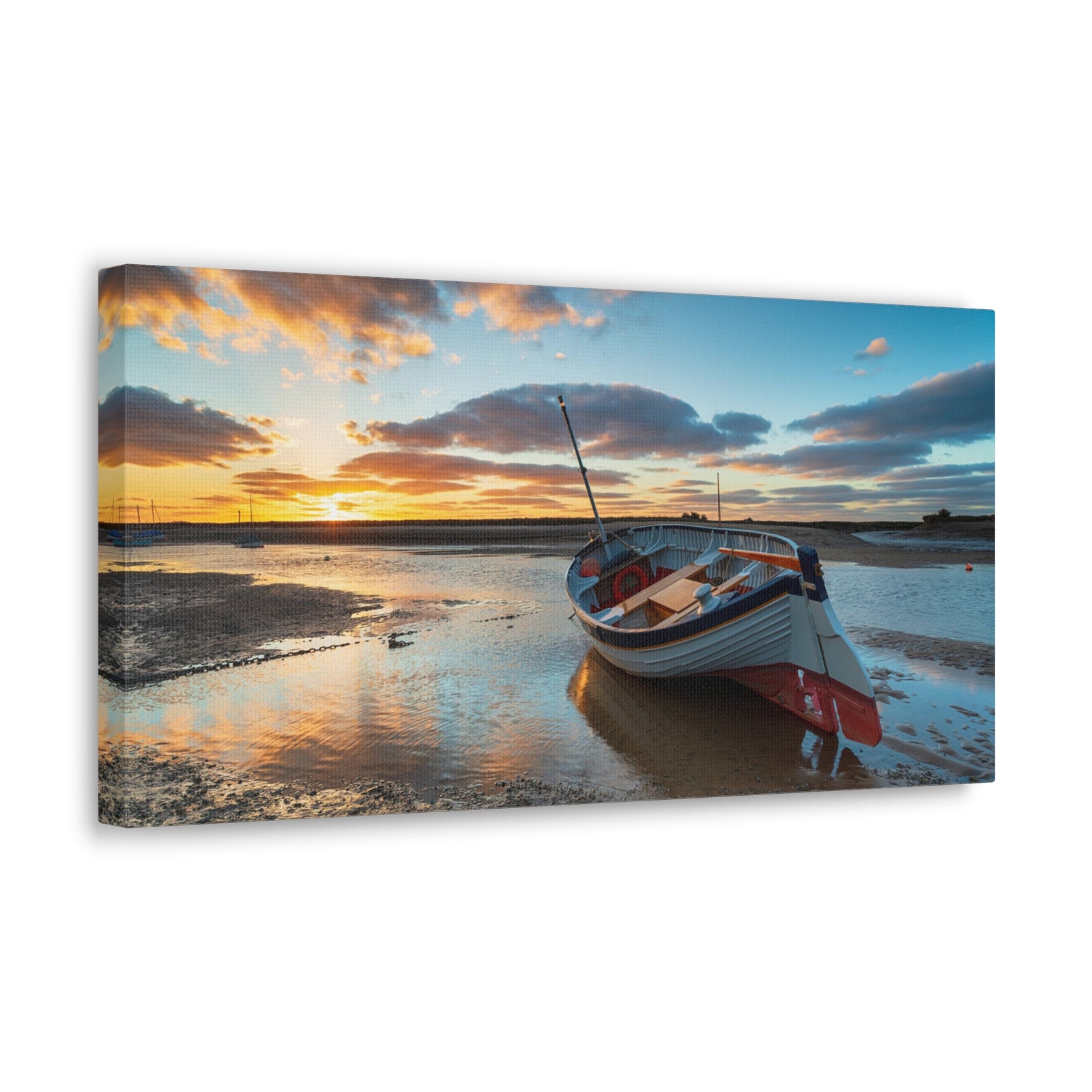 Stunning Sunset Over Fishing Boat Ocean Canvas Wall Art for Home Decor Ready-to-Hang-Express Your Love Gifts