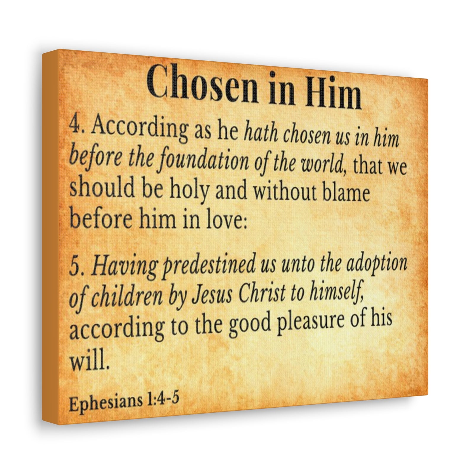 Scripture Walls Ephesians 1:4-5 Chosen in Christ Gold Bible Verse Canvas Christian Wall Art Ready to Hang Unframed-Express Your Love Gifts