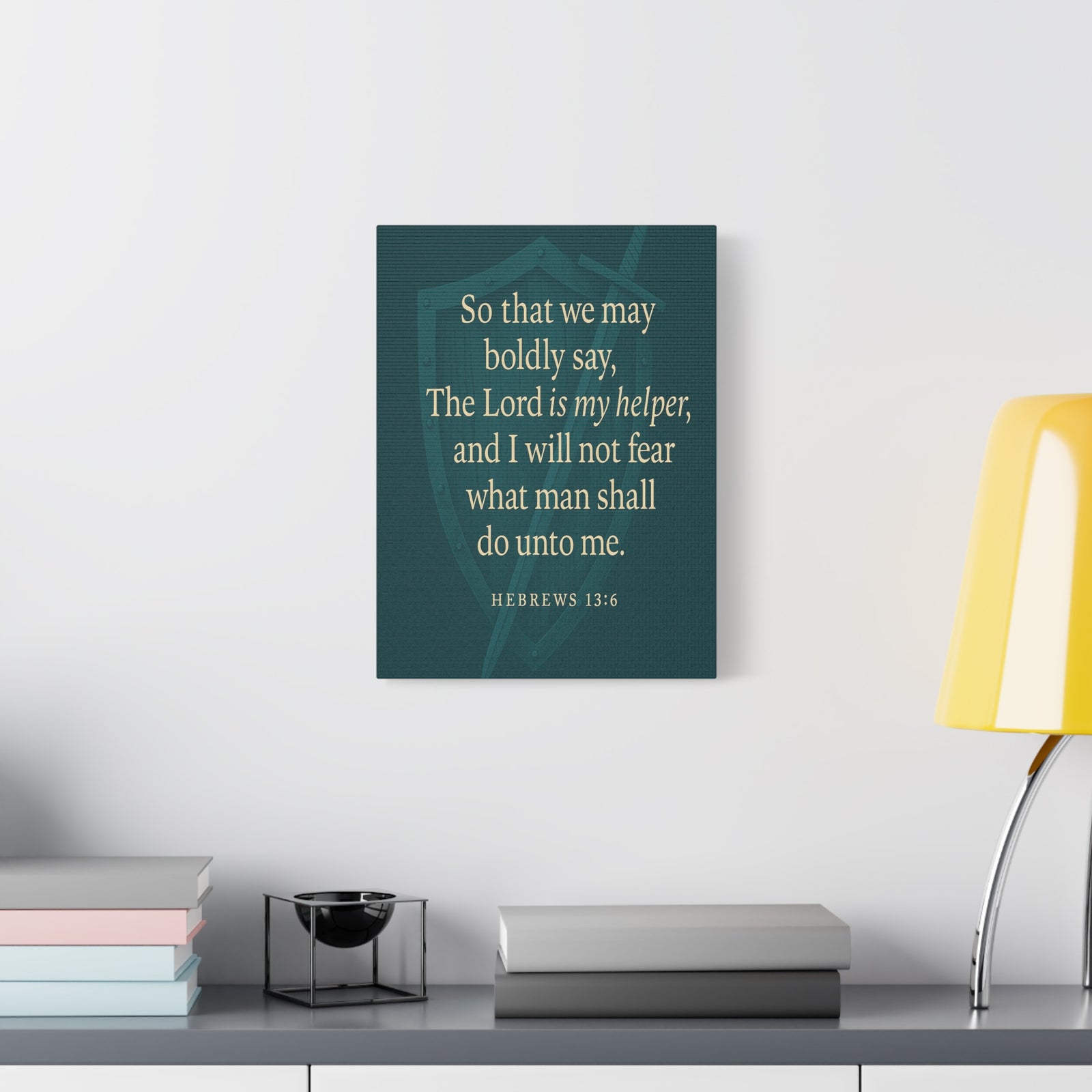 Bible Verse Canvas Hebrews 13:6 Christian Home Décor Wall Art Scripture Ready to Hang Faith Print-Express Your Love Gifts