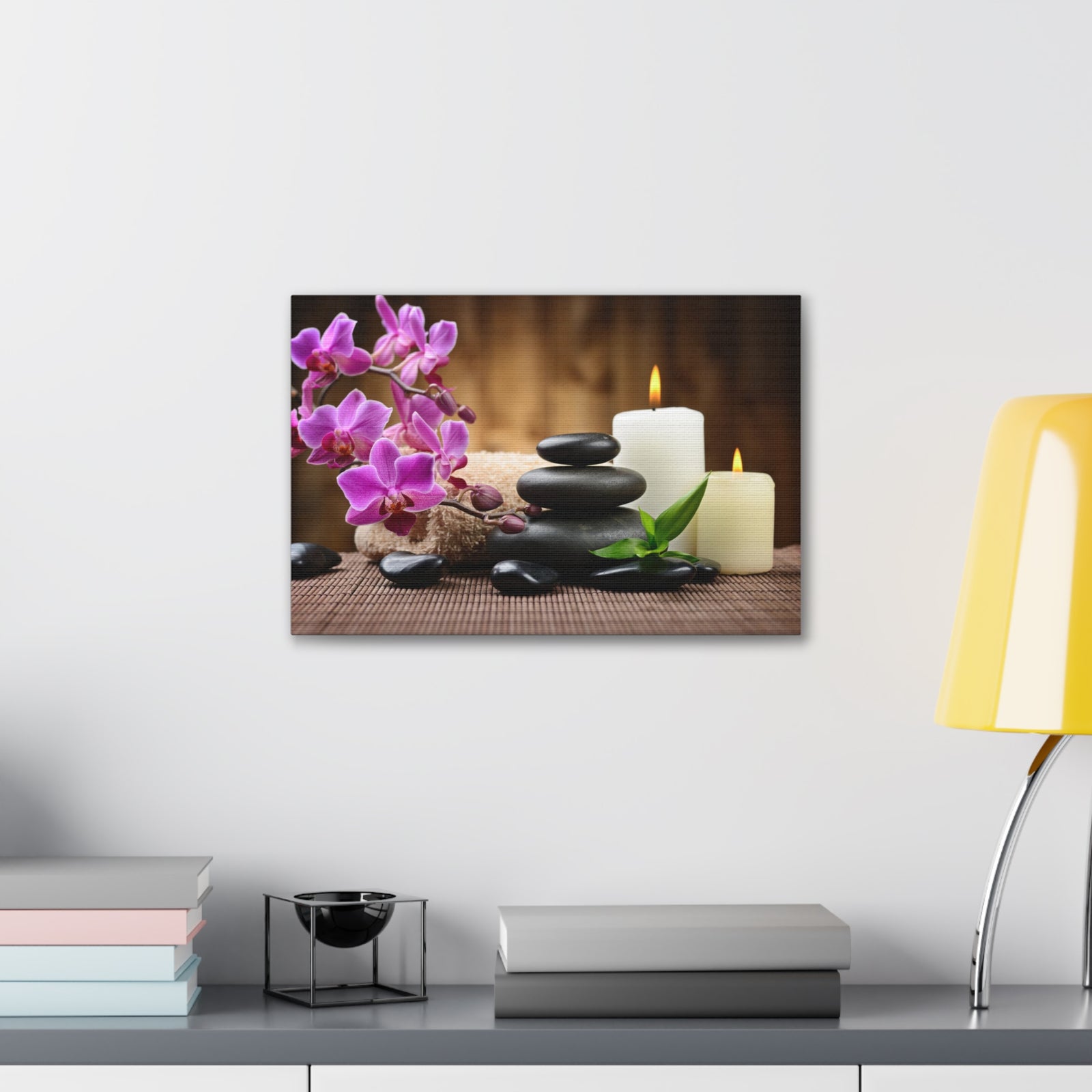 Stones and Bamboo Forest Floral Nature Photography Canvas Wall Art for Home Decor Ready-to-Hang-Express Your Love Gifts