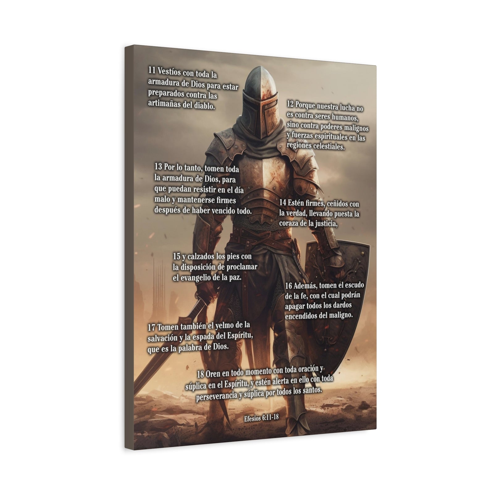 Scripture Walls Armour Of God Ephesians 6:11-18 Standing Warrior Spanish Christian Wall Art Print Ready to Hang Unframed-Express Your Love Gifts
