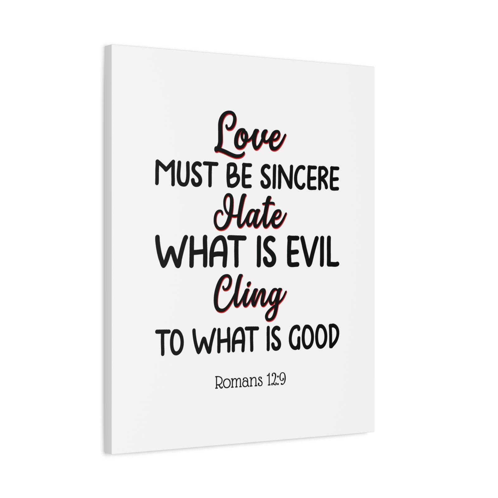 Scripture Canvas Love Must Be Sincere Romans 12:9 Christian Wall Art Bible Verse Print Ready to Hang-Express Your Love Gifts