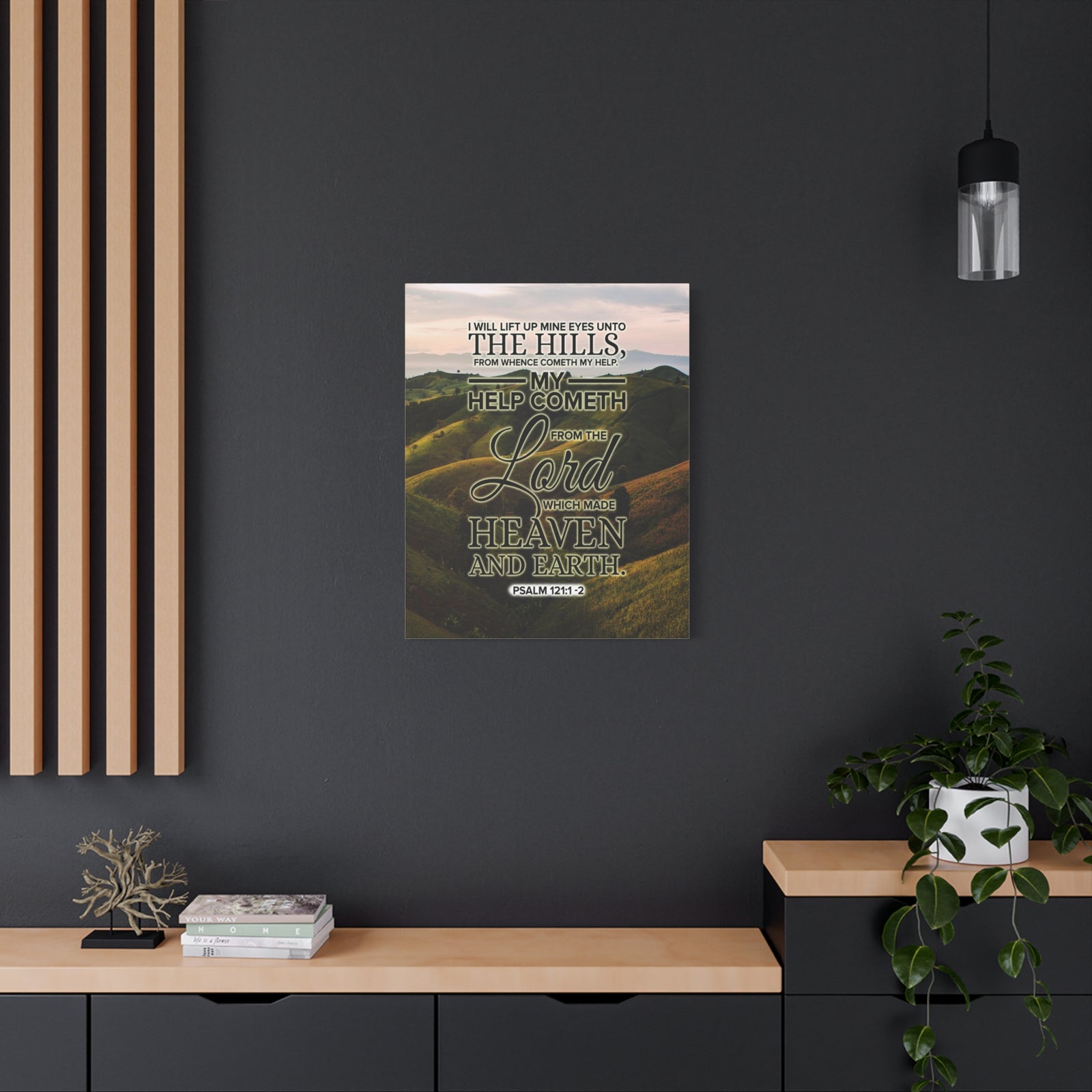 Scripture Canvas Heaven and Earth Psalm 121:1-2 KJV Christian Wall Art Bible Verse Print Ready to Hang-Express Your Love Gifts