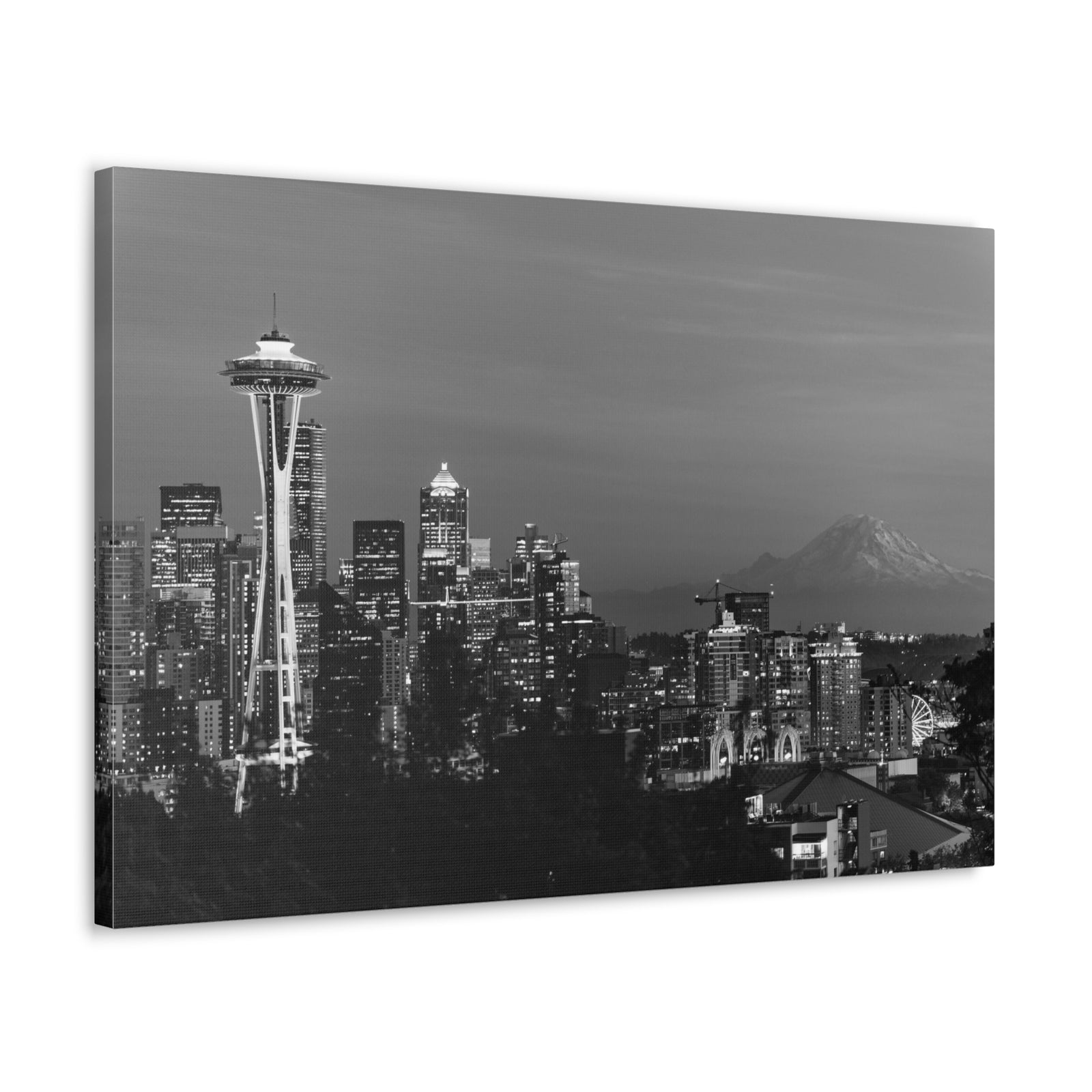 Seattle Black And White Skyline Canvas Artwork High-Quality Breathtaking Stunning Cityscape for Home Decor Ready to Hang-Express Your Love Gifts