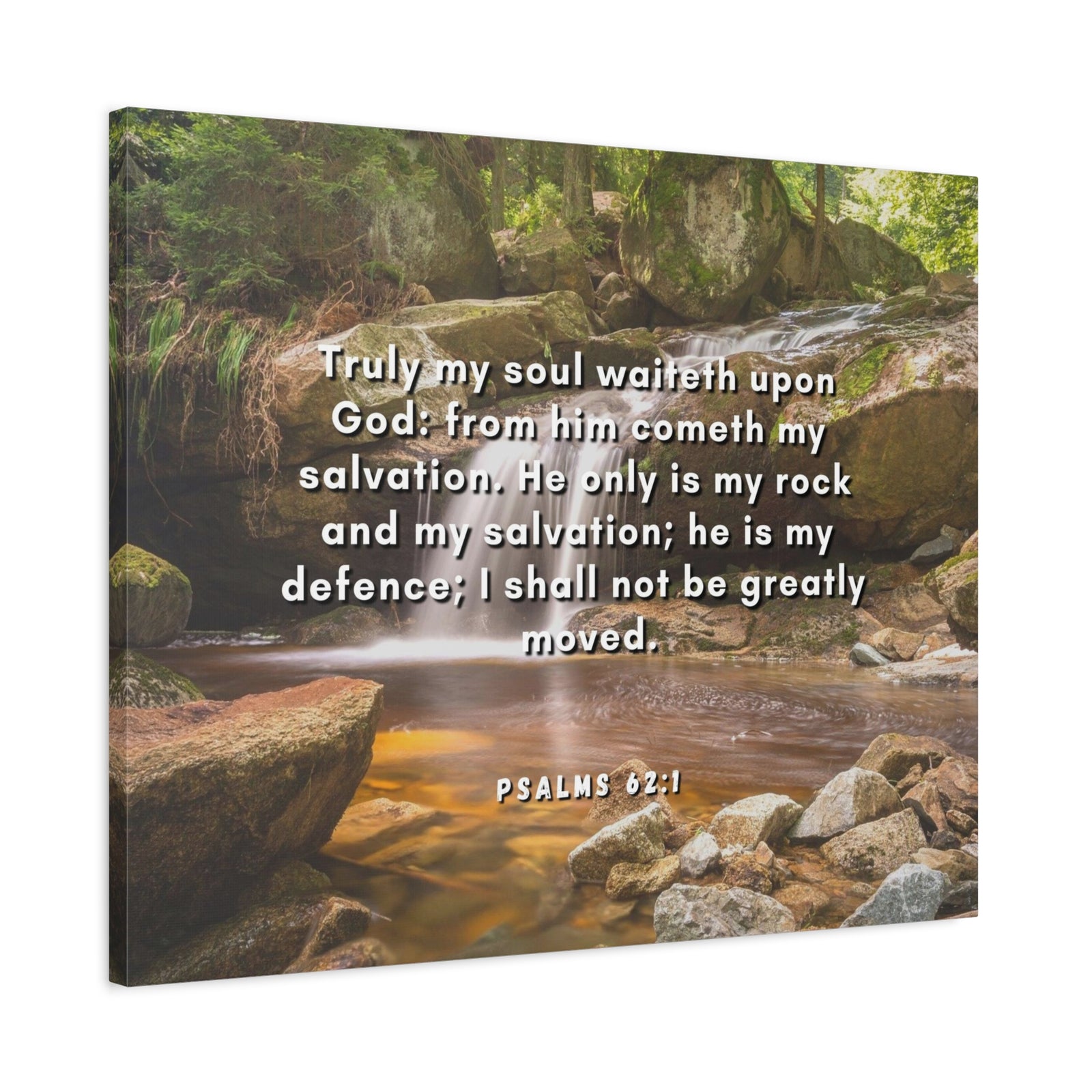Scripture Canvas My Salvation Psalm 62:1 Christian Wall Art Bible Verse Print Ready to Hang-Express Your Love Gifts