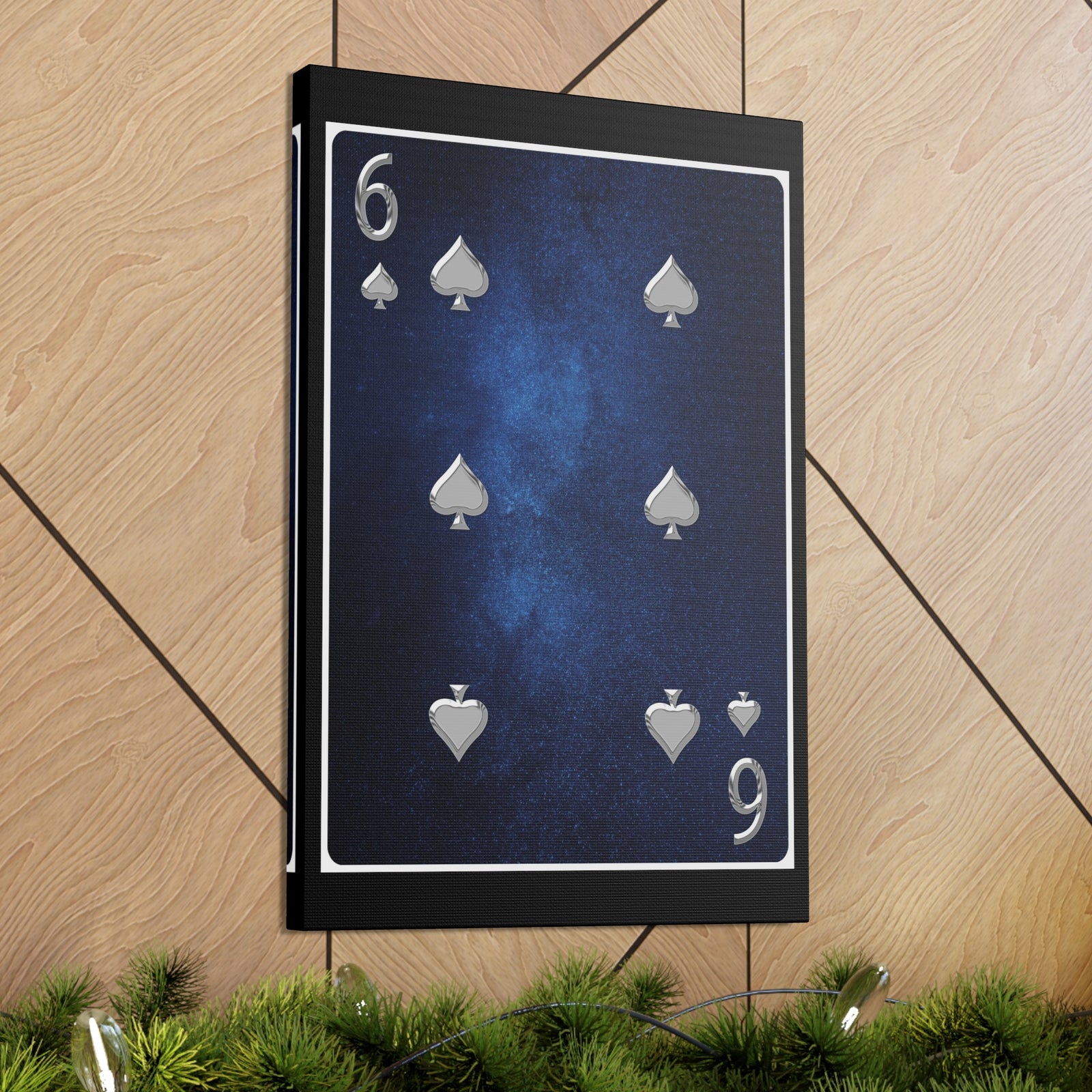 Six Of Spades Space Background Playing Card Canvas Wall Art for Home Decor Ready-to-Hang-Express Your Love Gifts