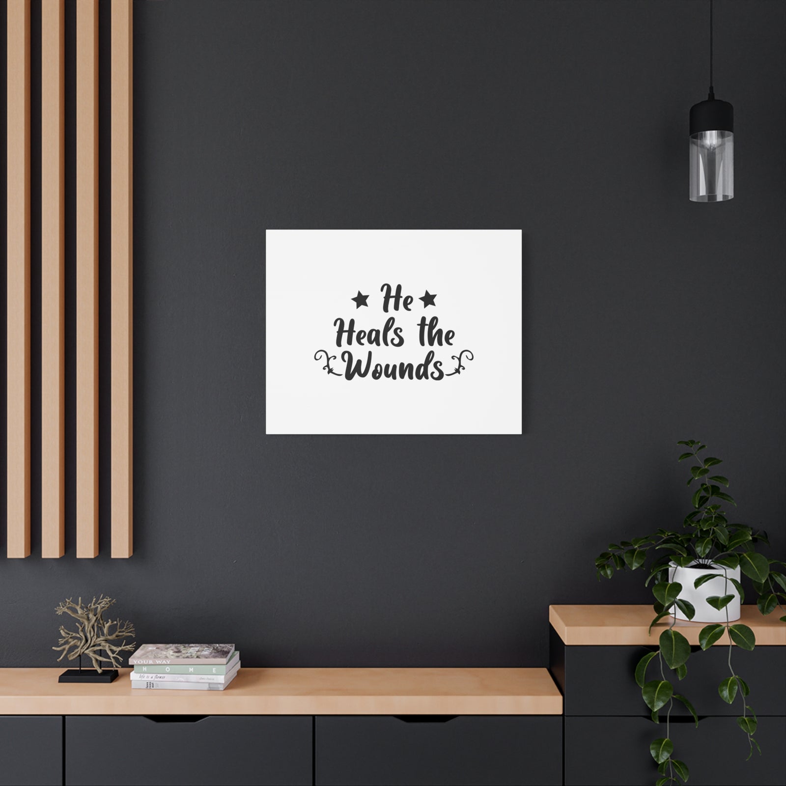 Scripture Canvas He Heals The Wounds Psalm 147:3 Christian Wall Art Bible Verse Print Ready to Hang-Express Your Love Gifts