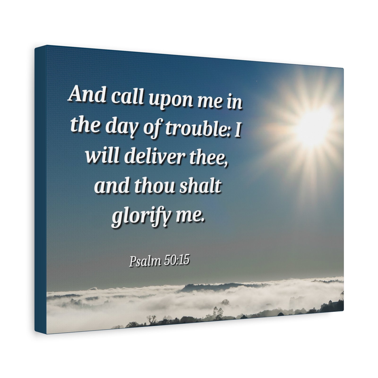 Scripture Canvas Day Of Trouble Psalms 50:15 Christian Wall Art Bible Verse Print Ready to Hang-Express Your Love Gifts