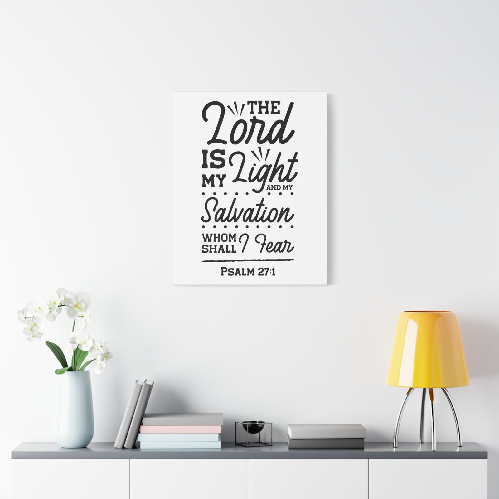 Scripture Canvas Lord Is My Light Psalm 27:1 Christian Wall Art Bible Verse Print Ready to Hang-Express Your Love Gifts