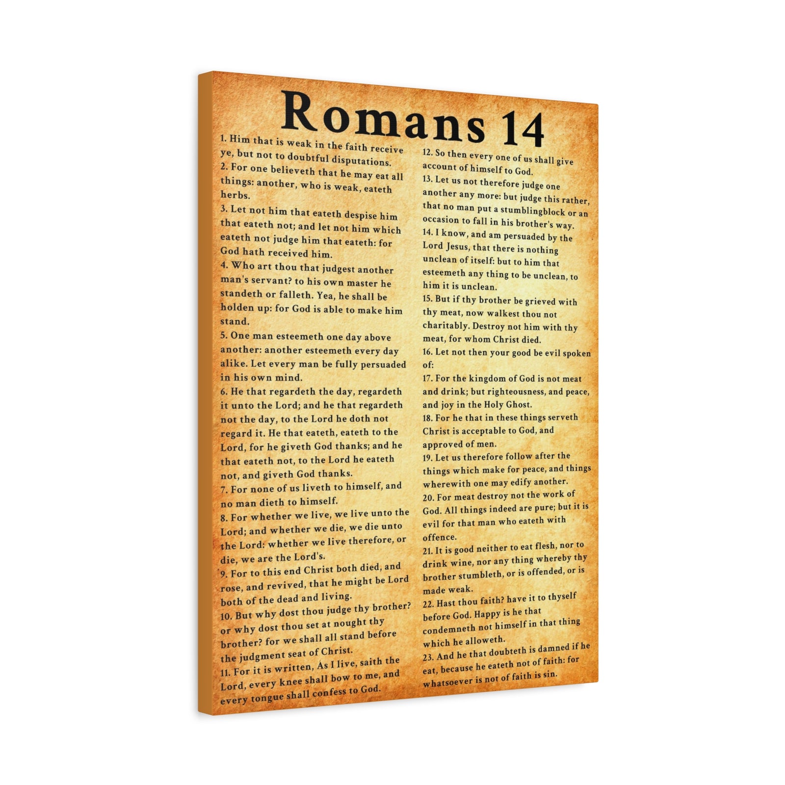 Scripture Walls Romans 14 Gold Bible Verse Canvas Christian Wall Art Ready to Hang Unframed-Express Your Love Gifts