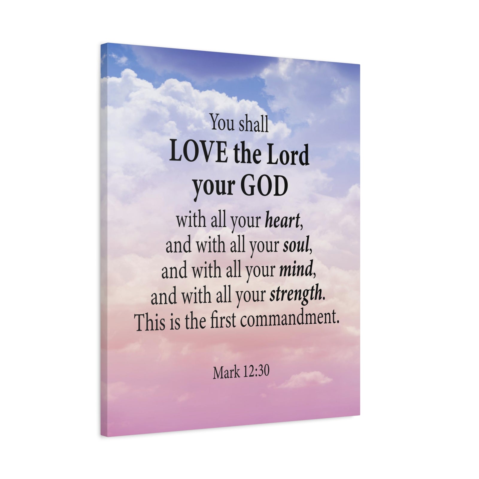 Bible Verse Canvas Love the Lord With All Your Heart Mark 12:30 Wall Art Christian Home Decor-Express Your Love Gifts