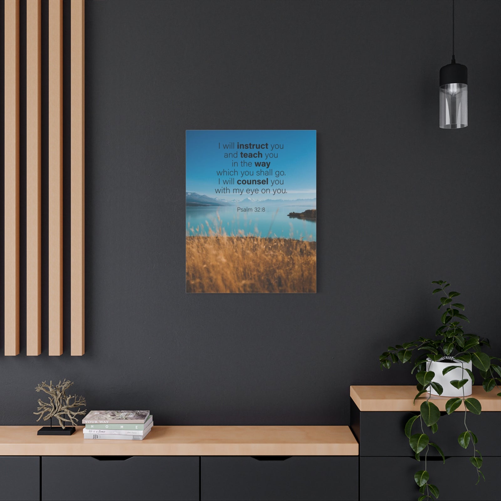 Scripture Canvas God's Instruction Psalm 32:8 Christian Wall Art Bible Verse Print Ready to Hang-Express Your Love Gifts