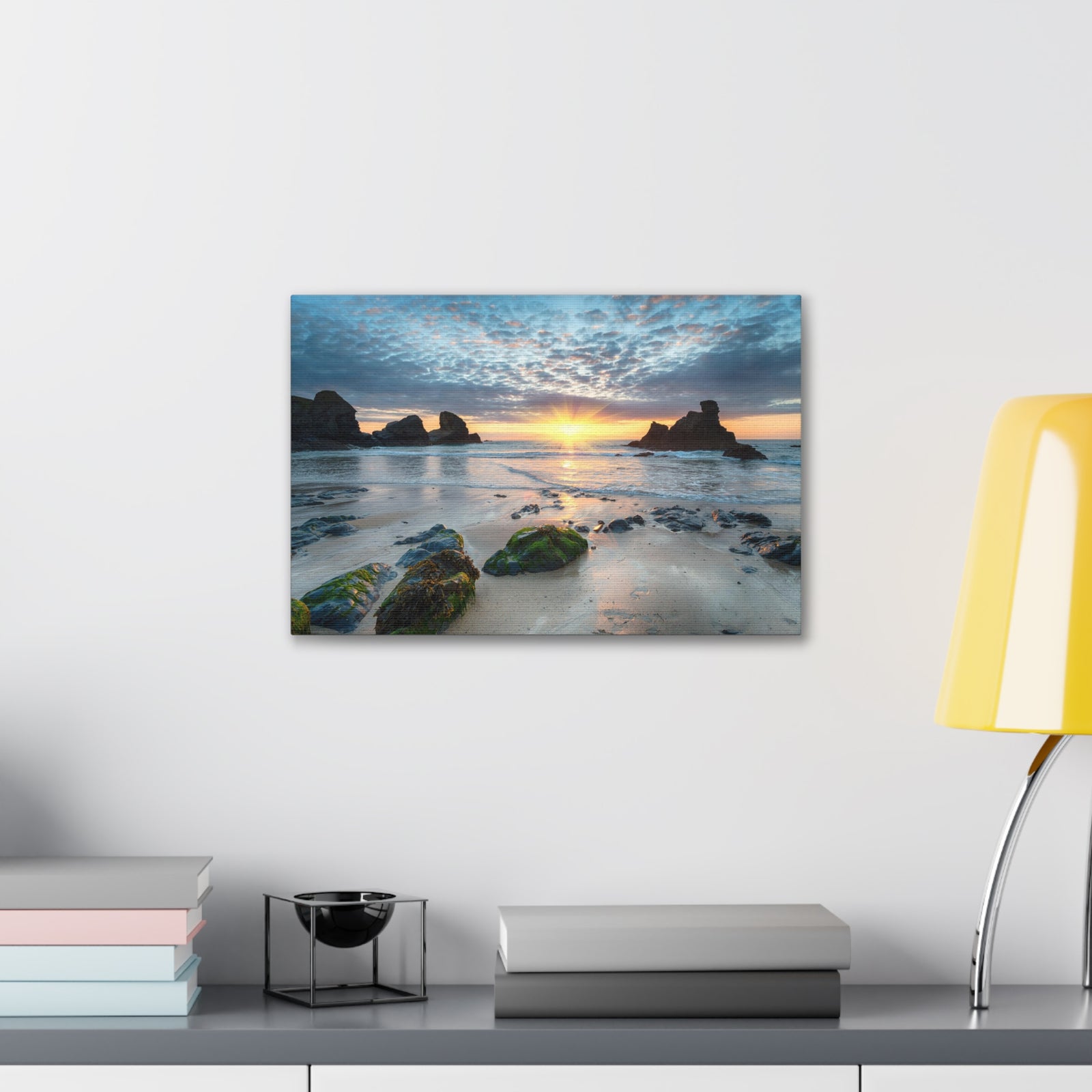 Sunset At Porthcothan Bay Canvas Wall Art for Home Decor Ready-to-Hang-Express Your Love Gifts