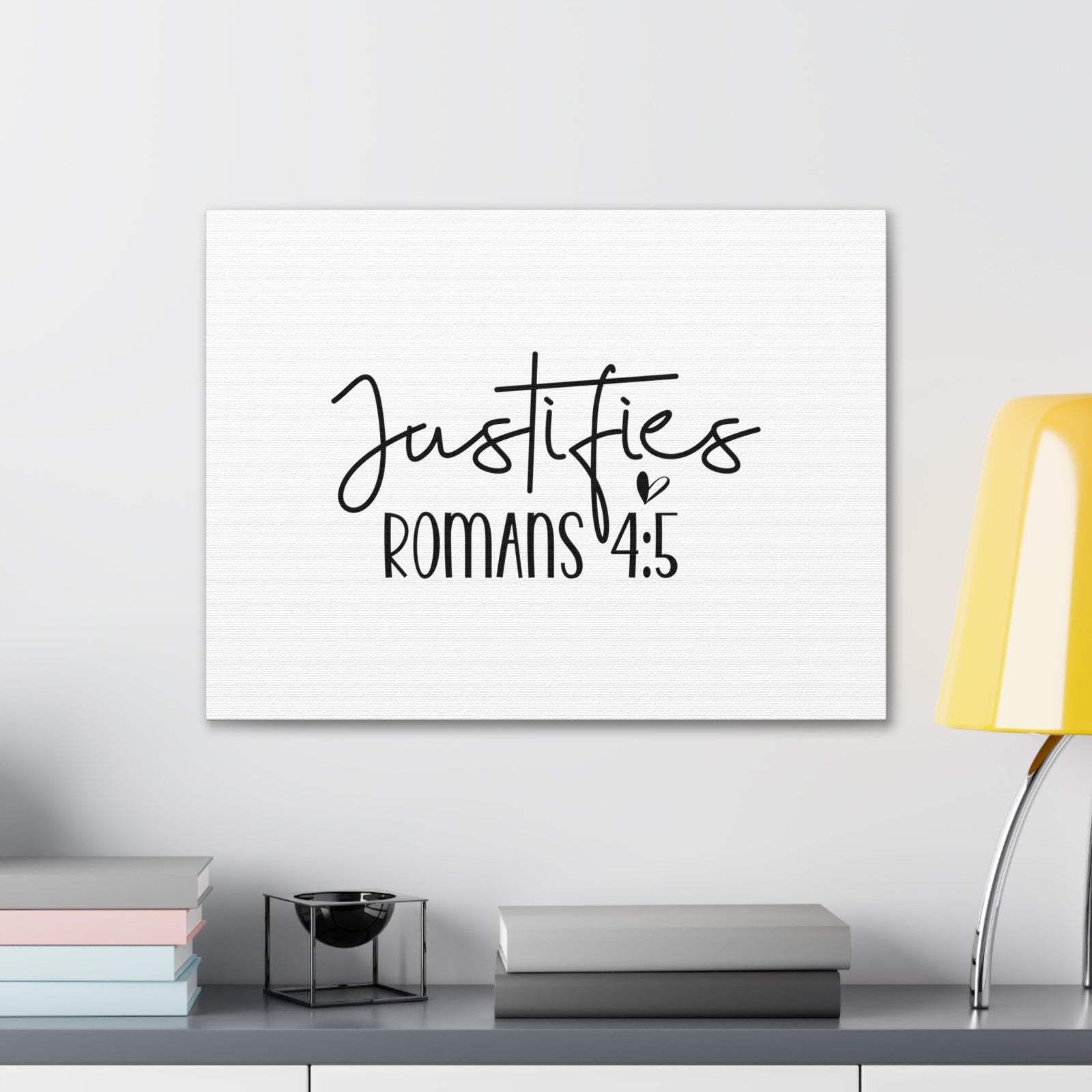 Romans 4:5 Romans 4:5 Justifies Bible Verse Canvas Christian Wall Art Ready to Hang Unframed-Express Your Love Gifts