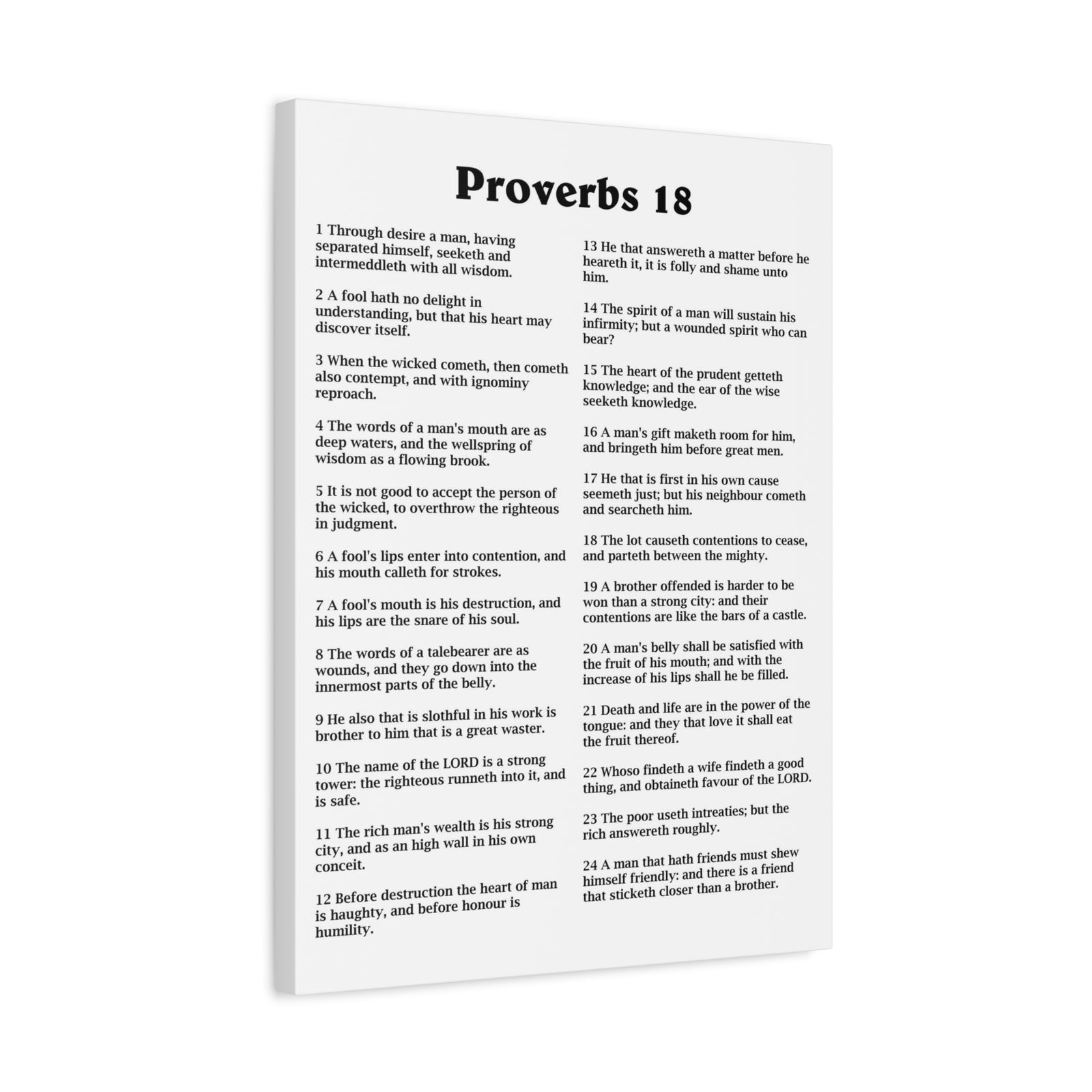 Scripture Walls Proverbs Chapter 18 White Bible Canvas Christian Wall Art Ready to Hang Unframed-Express Your Love Gifts