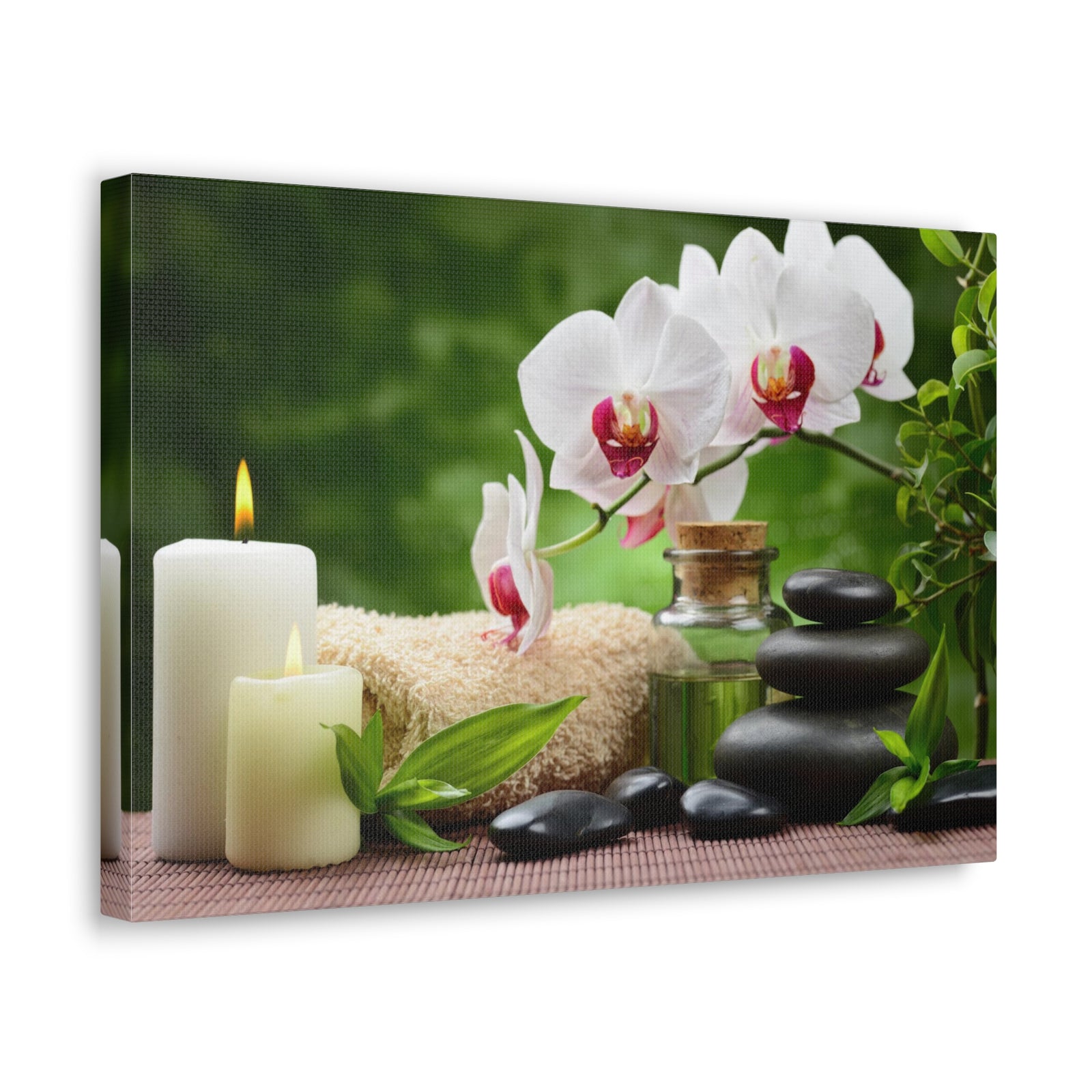 Orchid Flower and Stone Forest Floral Nature Photography Canvas Wall Art for Home Decor Ready-to-Hang-Express Your Love Gifts