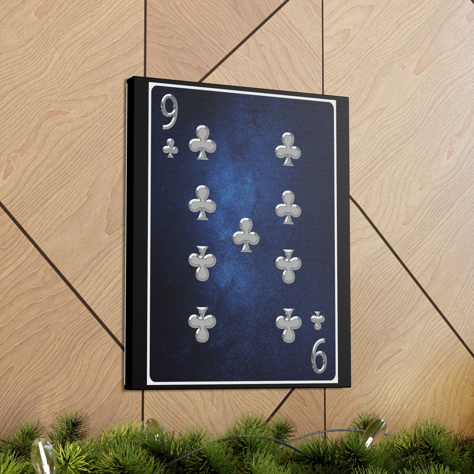 Nine Of Clubs Space Background Playing Card Canvas Wall Art for Home Decor Ready-to-Hang-Express Your Love Gifts