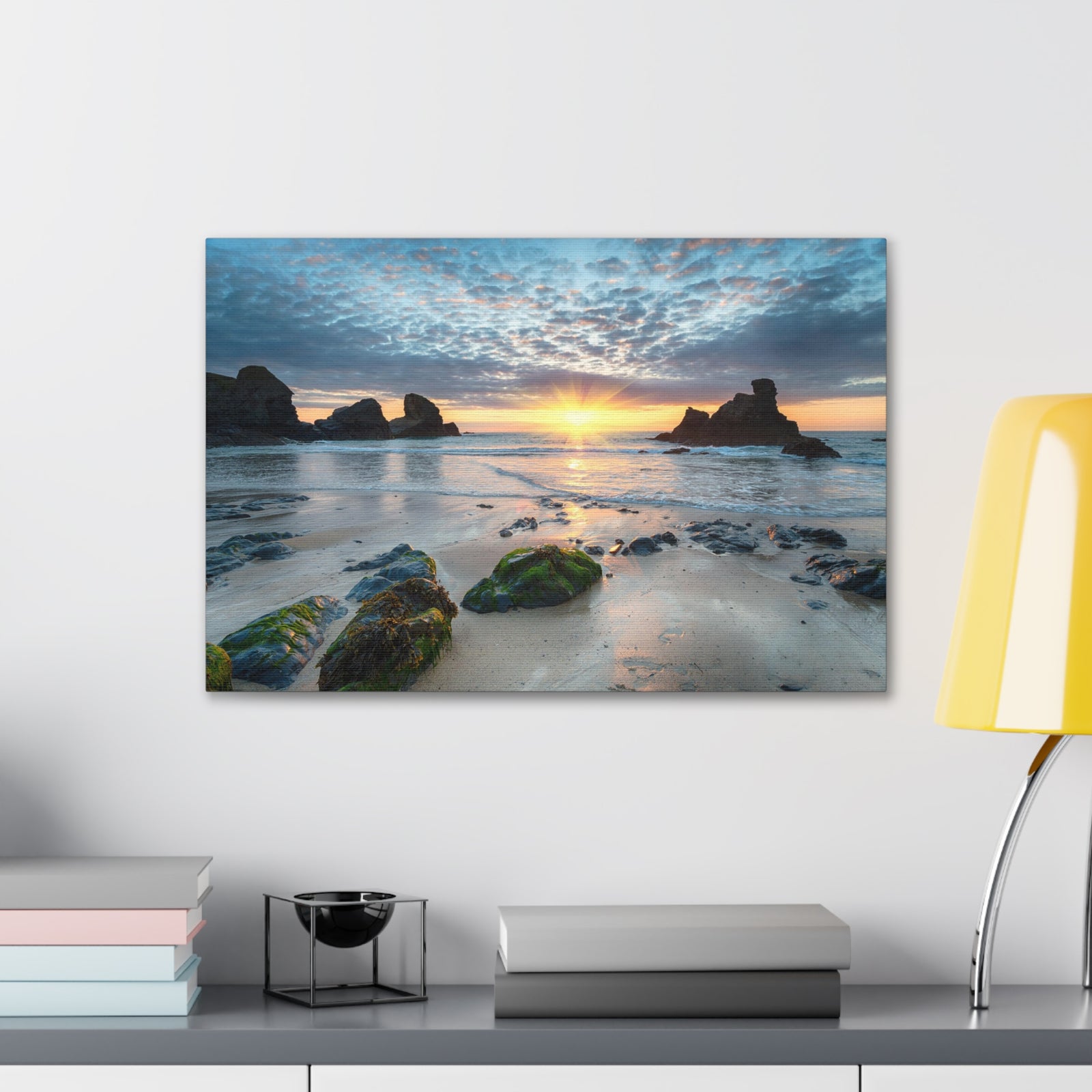 Sunset At Porthcothan Bay Canvas Wall Art for Home Decor Ready-to-Hang-Express Your Love Gifts