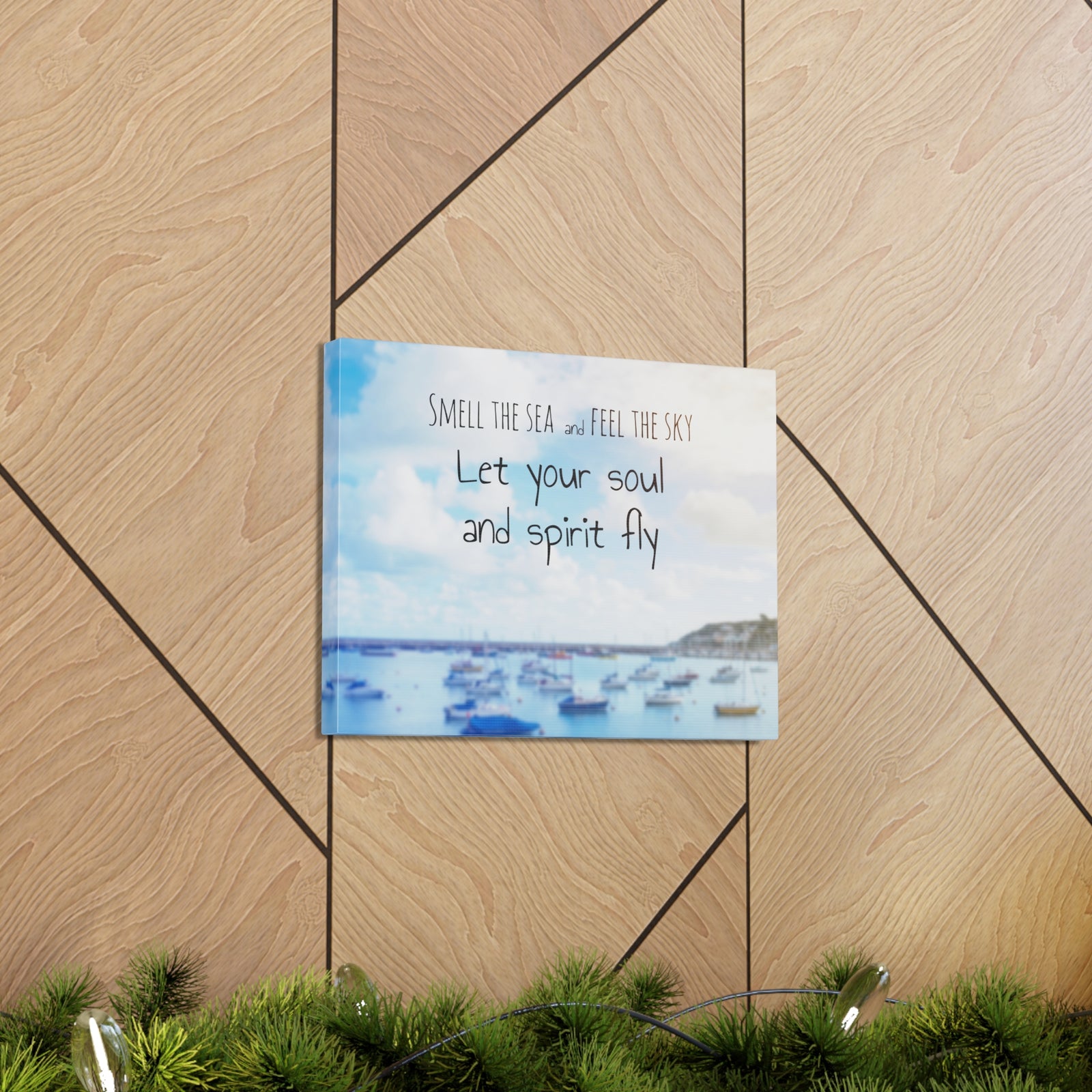 Inspirational Quote Canvas Smell The Sea And Feel The Sky Motivational Print Ready to Hang Artwork-Express Your Love Gifts