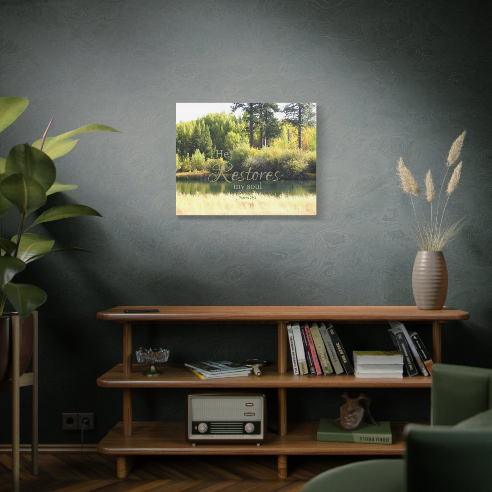 Scripture Walls Restores My Soul Psalm 23:3 Bible Verse Canvas Christian Wall Art Ready to Hang-Express Your Love Gifts