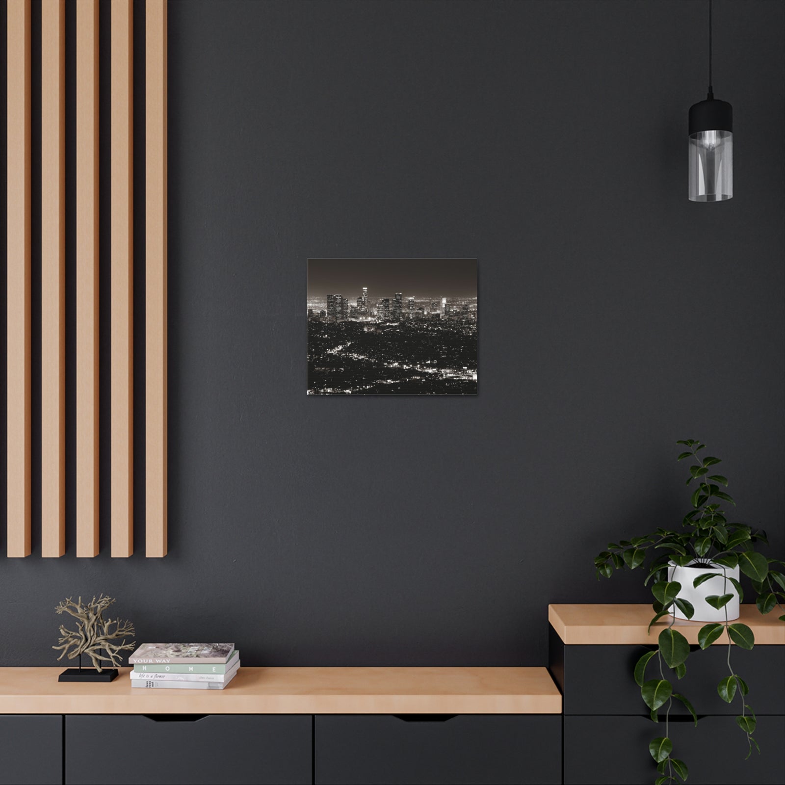 Los Angeles Black And White Skyline Canvas Artwork High-Quality Breathtaking Stunning Cityscape for Home Decor Ready to Hang-Express Your Love Gifts