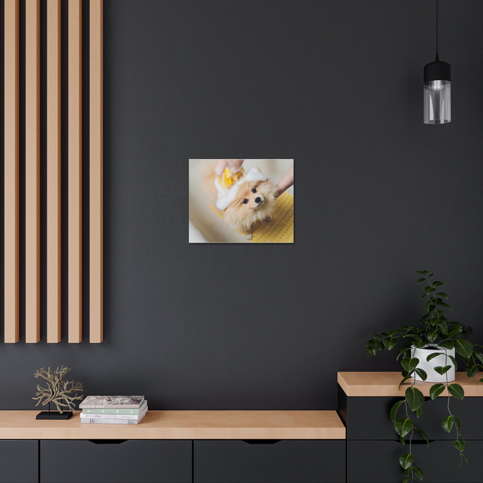 Cute Pomeranian Bathee Canvas Wall Art for Home Decor Ready-to-Hang-Express Your Love Gifts