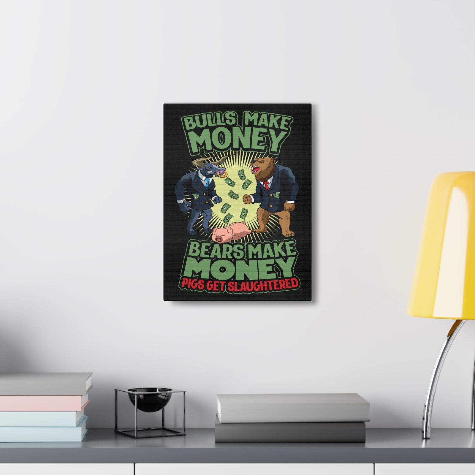 Stock Market Wall Art Gifts for Trader Bulls Bears Pigs Canvas Wall Street Quote Wall Art-Express Your Love Gifts
