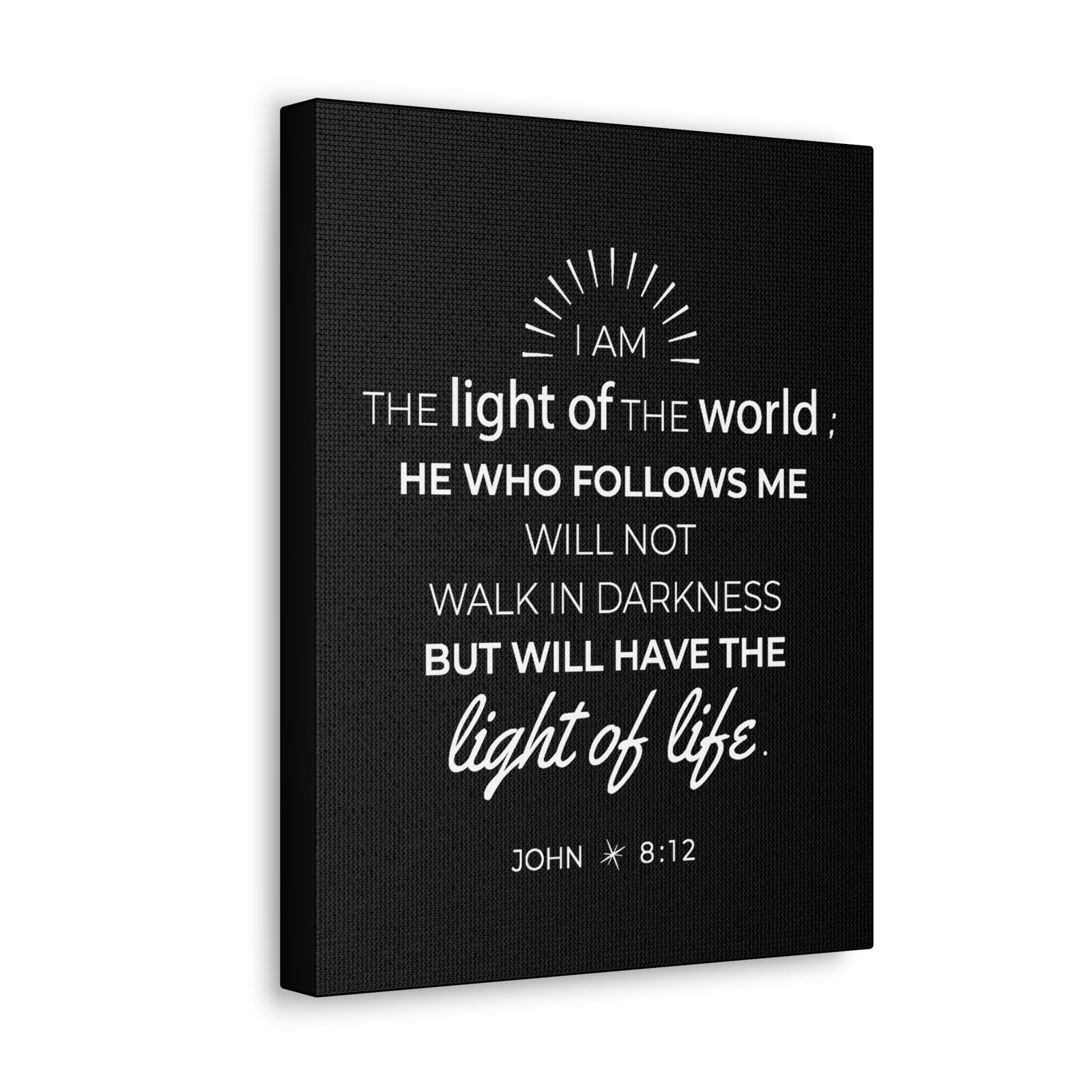 Scripture Walls John 8:12 Light of the World Bible Verse Canvas Christian Wall Art Ready to Hang Unframed-Express Your Love Gifts