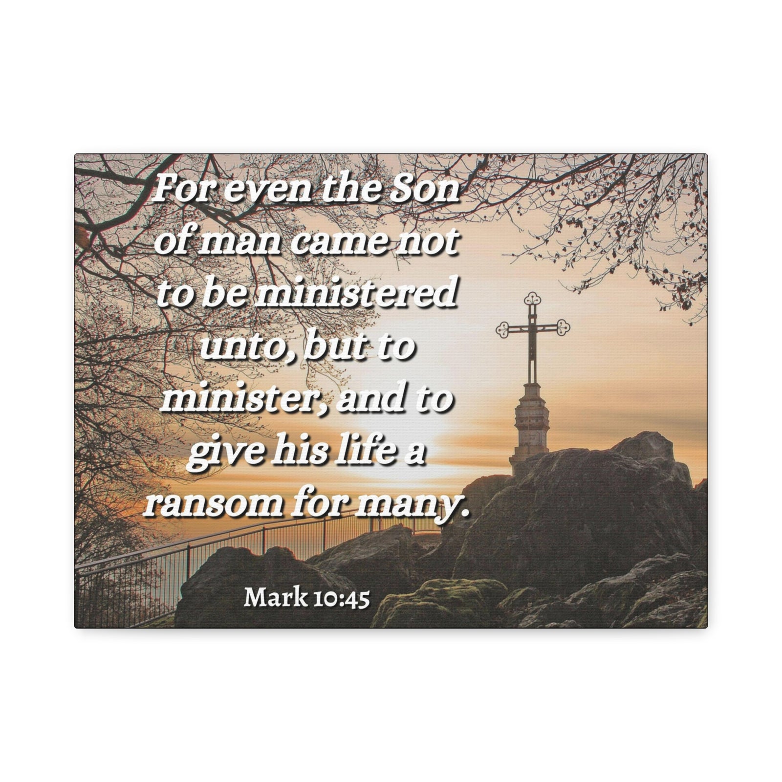 Scripture Canvas Son Of Man Mark 10:45 Christian Wall Art Bible Verse Print Ready to Hang-Express Your Love Gifts