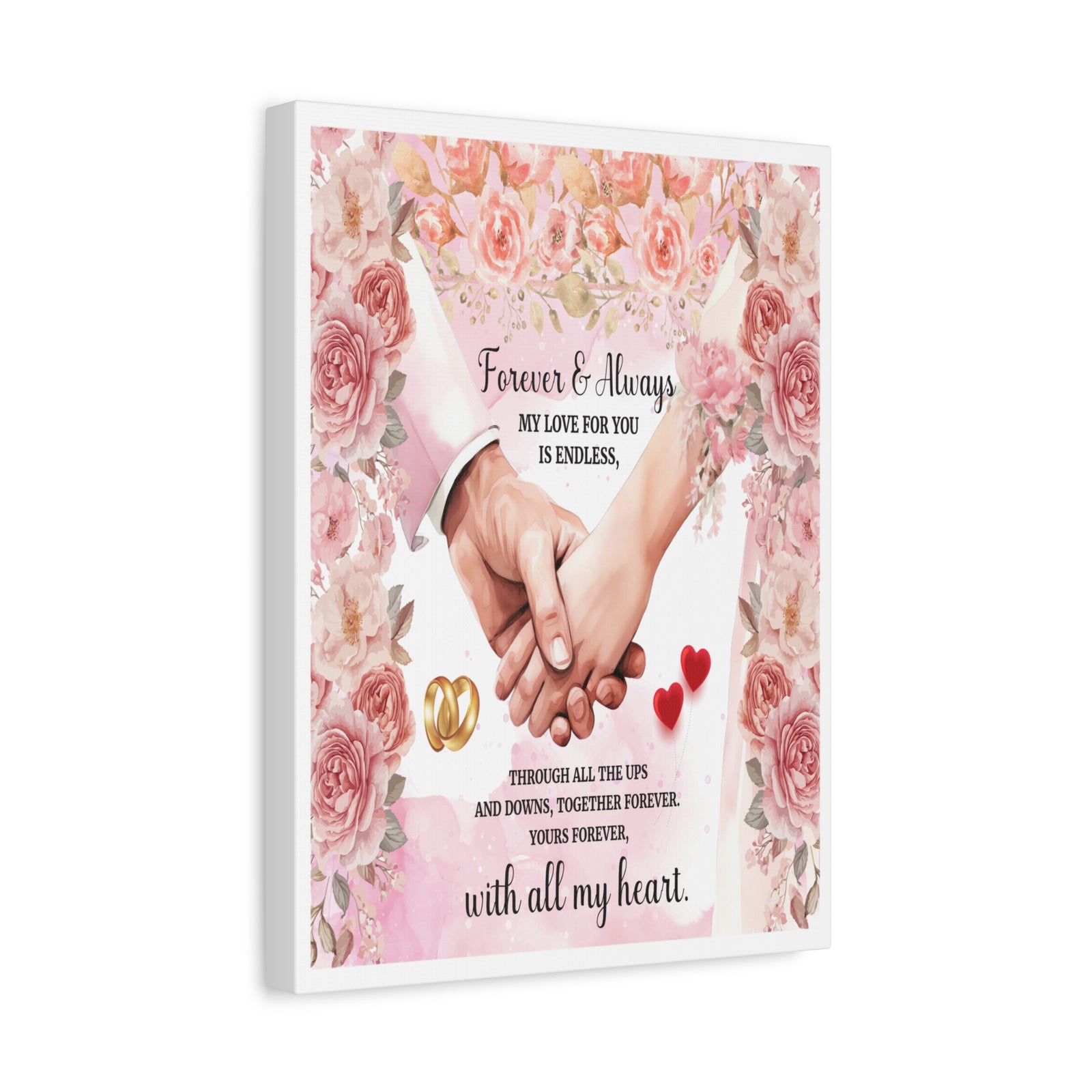 To My Wife Forever & Always Floral Canvas Wall Art – Romantic Wedding & Anniversary Gift-Express Your Love Gifts