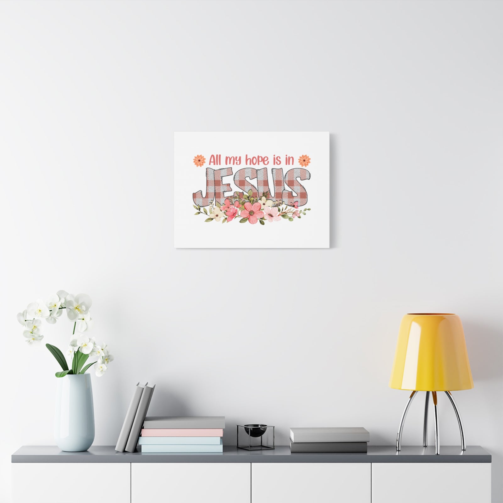 Scripture Canvas My Hope Is In Jesus Psalms 40:1 Flowers Christian Wall Art Bible Verse Print Ready to Hang-Express Your Love Gifts