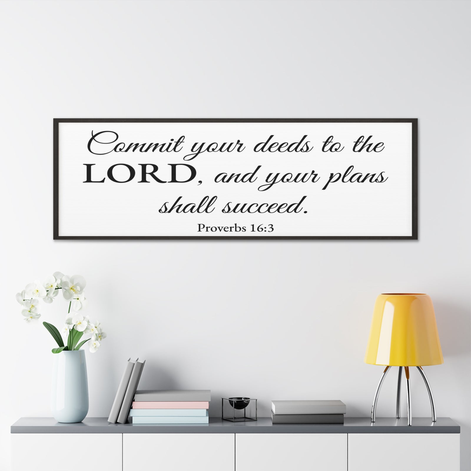 Scripture Walls Proverbs 16:3 White Bible Verse Canvas Christian Wall Art Ready to Hang Unframed-Express Your Love Gifts
