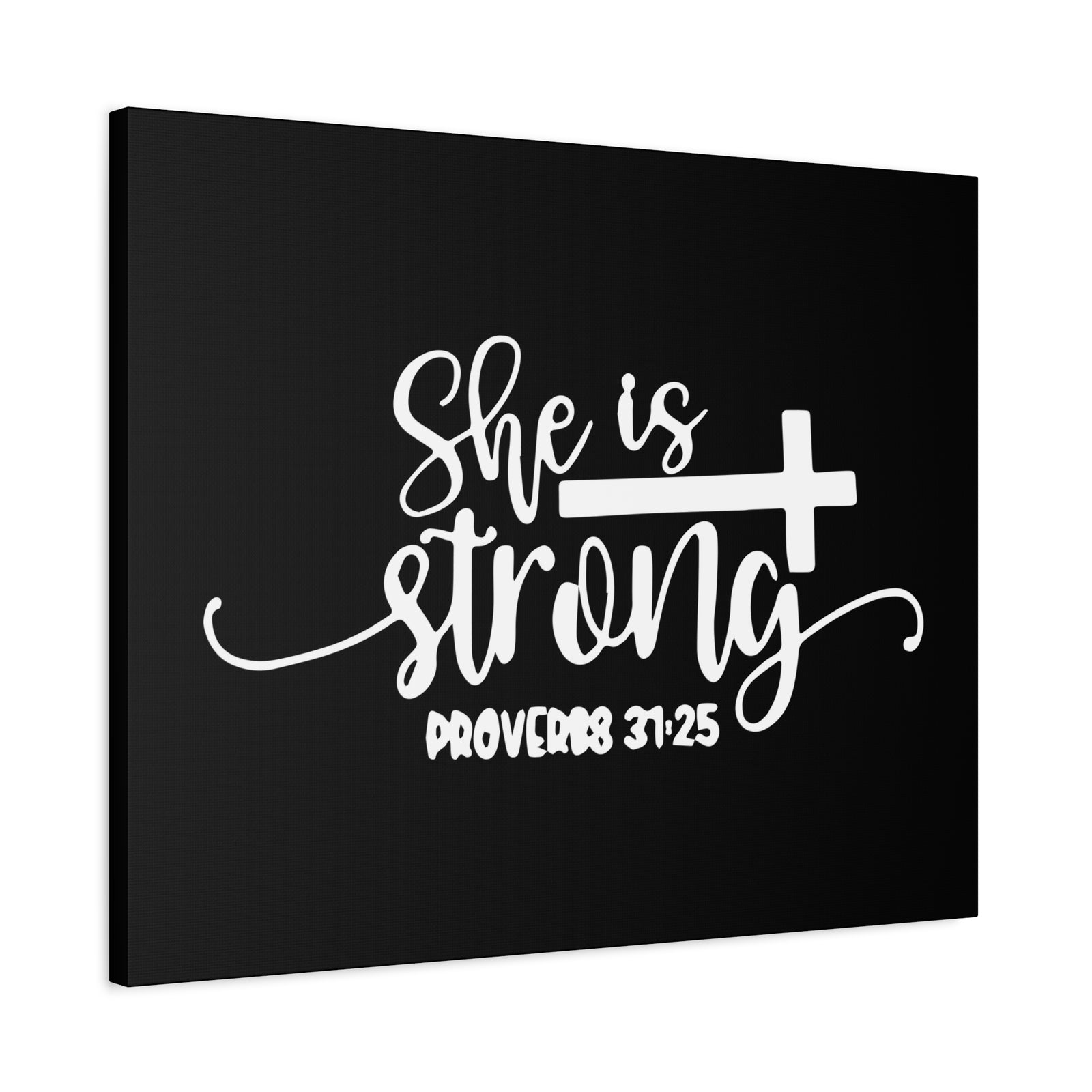 Scripture Canvas She Is Strong Proverbs 31:25 Christian Wall Art Bible Verse Print Ready to Hang-Express Your Love Gifts