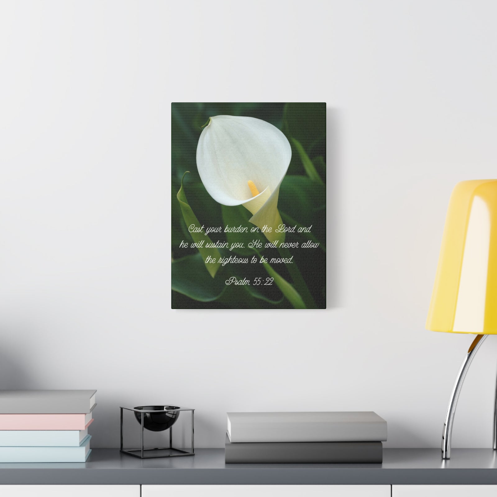 Scripture Canvas Cast Your Burden Psalm 55:22 Christian Wall Art Bible Verse Print Ready to Hang-Express Your Love Gifts