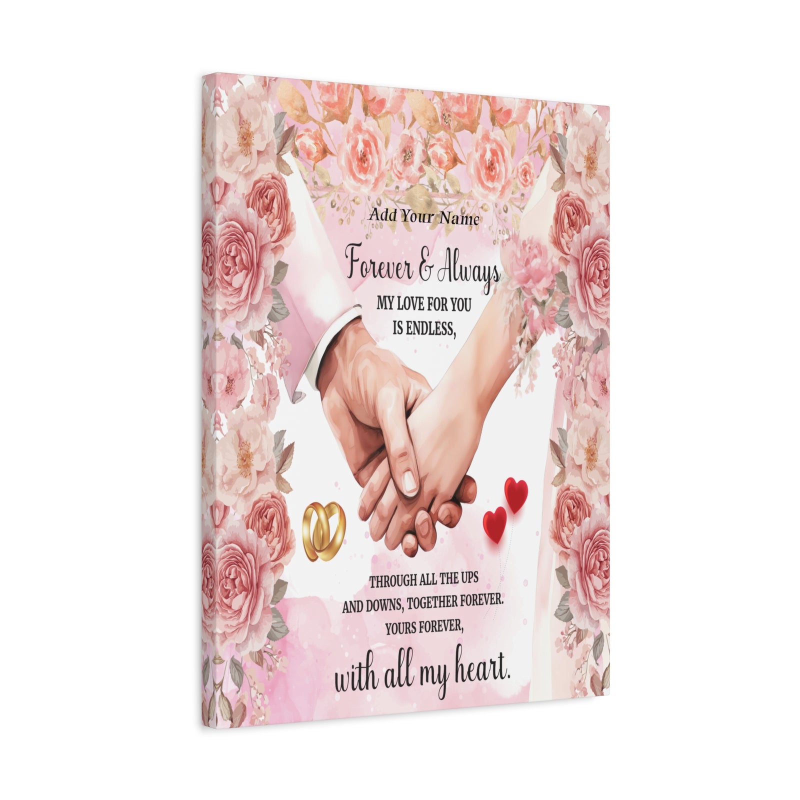 Personalized To My Wife Forever & Always Floral Canvas Wall Art – Romantic Wedding & Anniversary Gift-Express Your Love Gifts